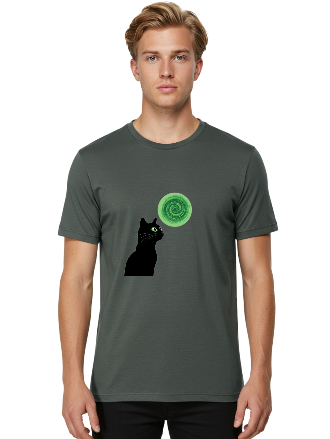 Black-Cat-And-Spiral Men'S Graphic Tee, 100% Cotton, Comfortable Casual Summer Wear, Machine Washable, Vintage Camera, Old Camera, Antique Camera, Black Camera, Classic Photography, Photography Equipment, Nostalgic Device, Film Camera, Bai592 27