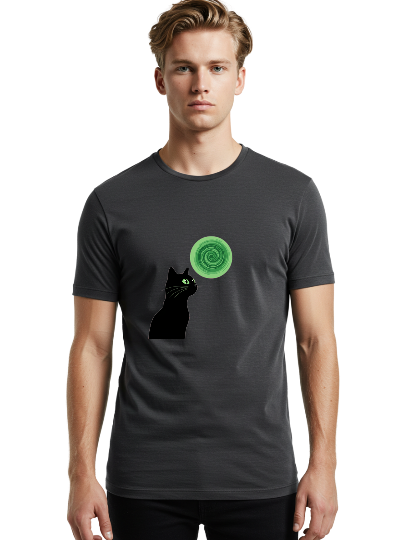 Black-Cat-And-Spiral Men'S Graphic Tee, 100% Cotton, Comfortable Casual Summer Wear, Machine Washable, Vintage Camera, Old Camera, Antique Camera, Black Camera, Classic Photography, Photography Equipment, Nostalgic Device, Film Camera, Bai592 29
