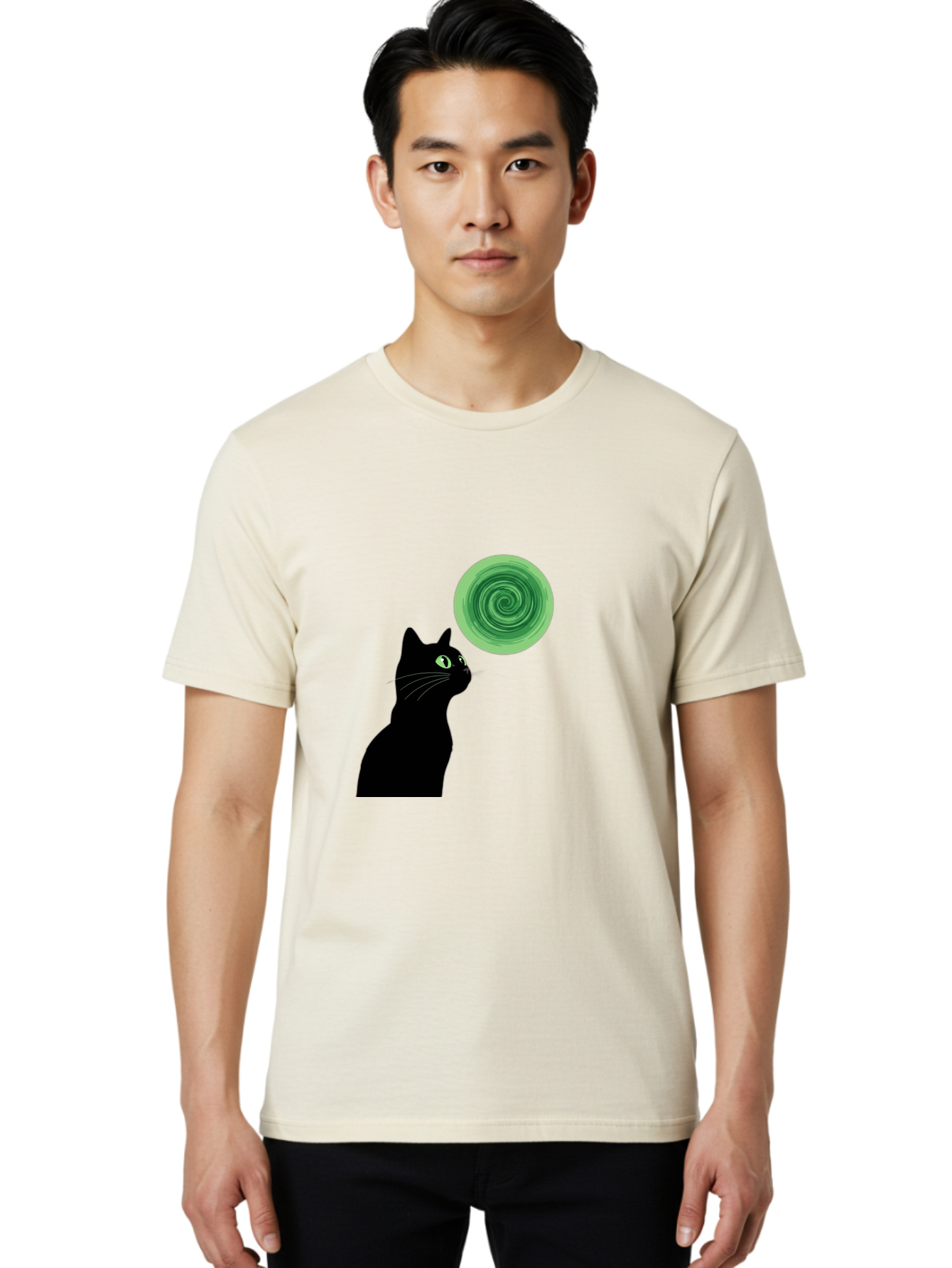Black-Cat-And-Spiral Men'S Graphic Tee, 100% Cotton, Comfortable Casual Summer Wear, Machine Washable, Vintage Camera, Old Camera, Antique Camera, Black Camera, Classic Photography, Photography Equipment, Nostalgic Device, Film Camera, Bai592 22