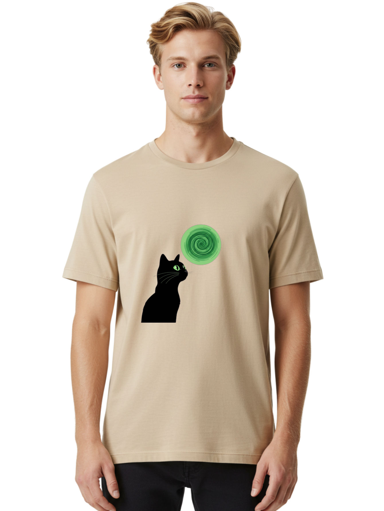 Black-Cat-And-Spiral Men'S Graphic Tee, 100% Cotton, Comfortable Casual Summer Wear, Machine Washable, Vintage Camera, Old Camera, Antique Camera, Black Camera, Classic Photography, Photography Equipment, Nostalgic Device, Film Camera, Bai592 30
