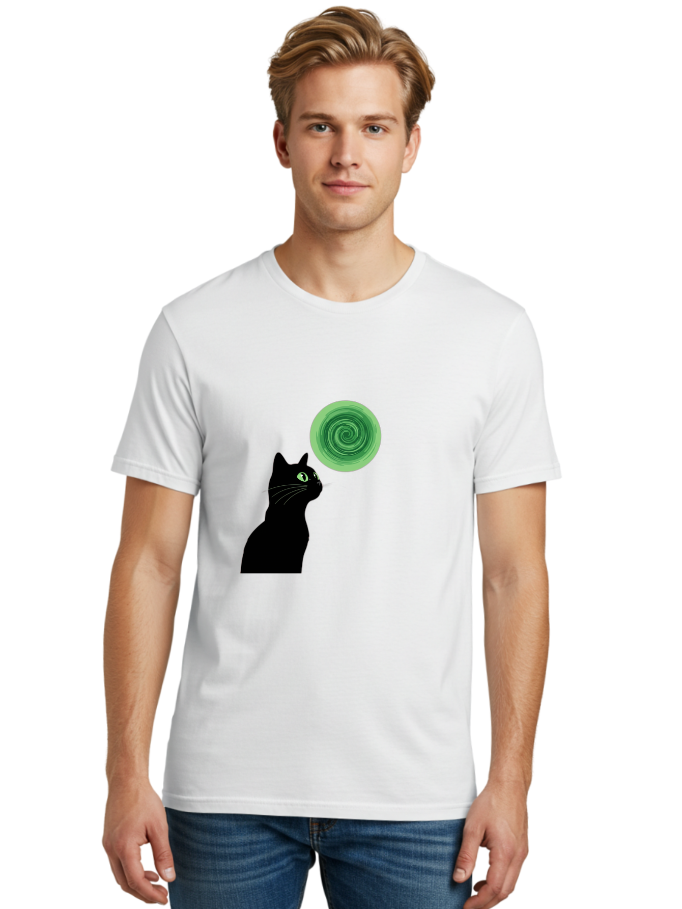 Black-Cat-And-Spiral Men'S Graphic Tee, 100% Cotton, Comfortable Casual Summer Wear, Machine Washable, Vintage Camera, Old Camera, Antique Camera, Black Camera, Classic Photography, Photography Equipment, Nostalgic Device, Film Camera, Bai592 26