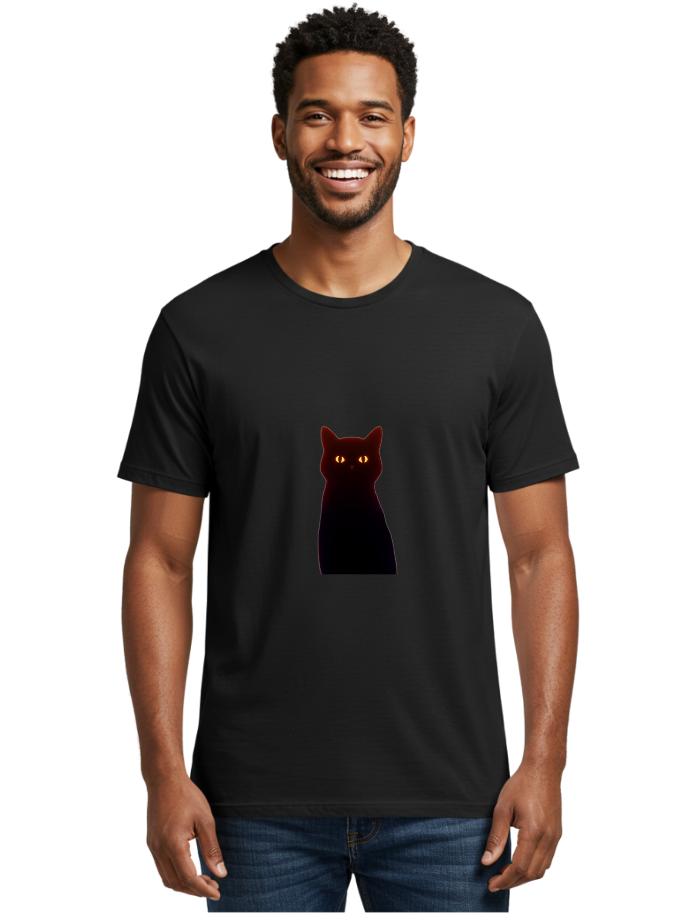 Black-Cat-With-Glowing-Eyes Men'S Graphic Tee, 100% Cotton, Comfortable Casual Summer Wear, Machine Washable, Vintage Camera, Old Camera, Antique Camera, Black Camera, Classic Photography, Photography Equipment, Nostalgic Device, Film Camera, Bai595 21