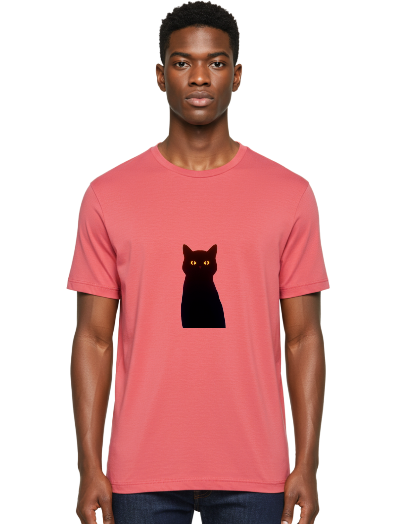 Black-Cat-With-Glowing-Eyes Men'S Graphic Tee, 100% Cotton, Comfortable Casual Summer Wear, Machine Washable, Vintage Camera, Old Camera, Antique Camera, Black Camera, Classic Photography, Photography Equipment, Nostalgic Device, Film Camera, Bai595 24