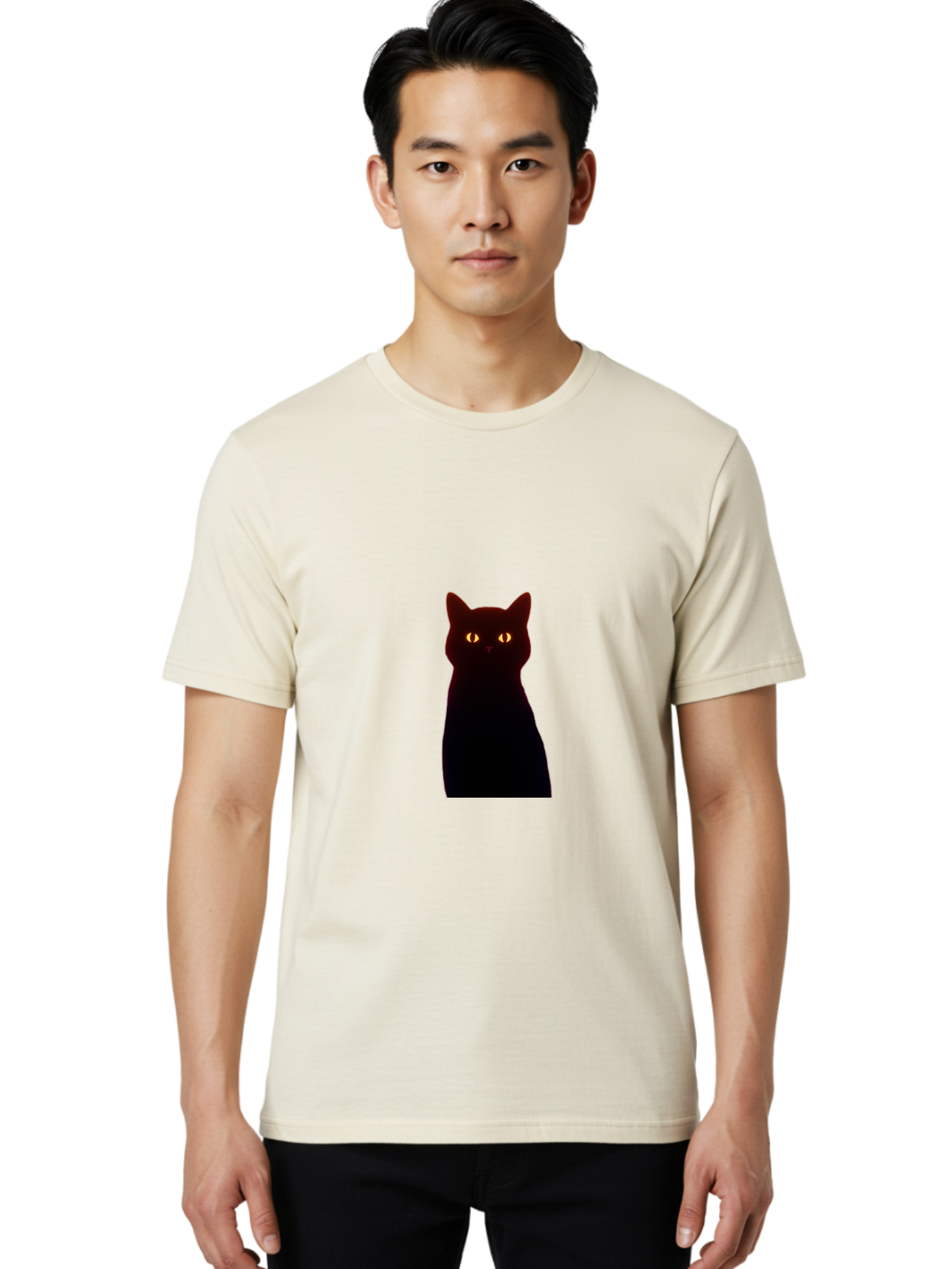 Black-Cat-With-Glowing-Eyes Men'S Graphic Tee, 100% Cotton, Comfortable Casual Summer Wear, Machine Washable, Vintage Camera, Old Camera, Antique Camera, Black Camera, Classic Photography, Photography Equipment, Nostalgic Device, Film Camera, Bai595 16