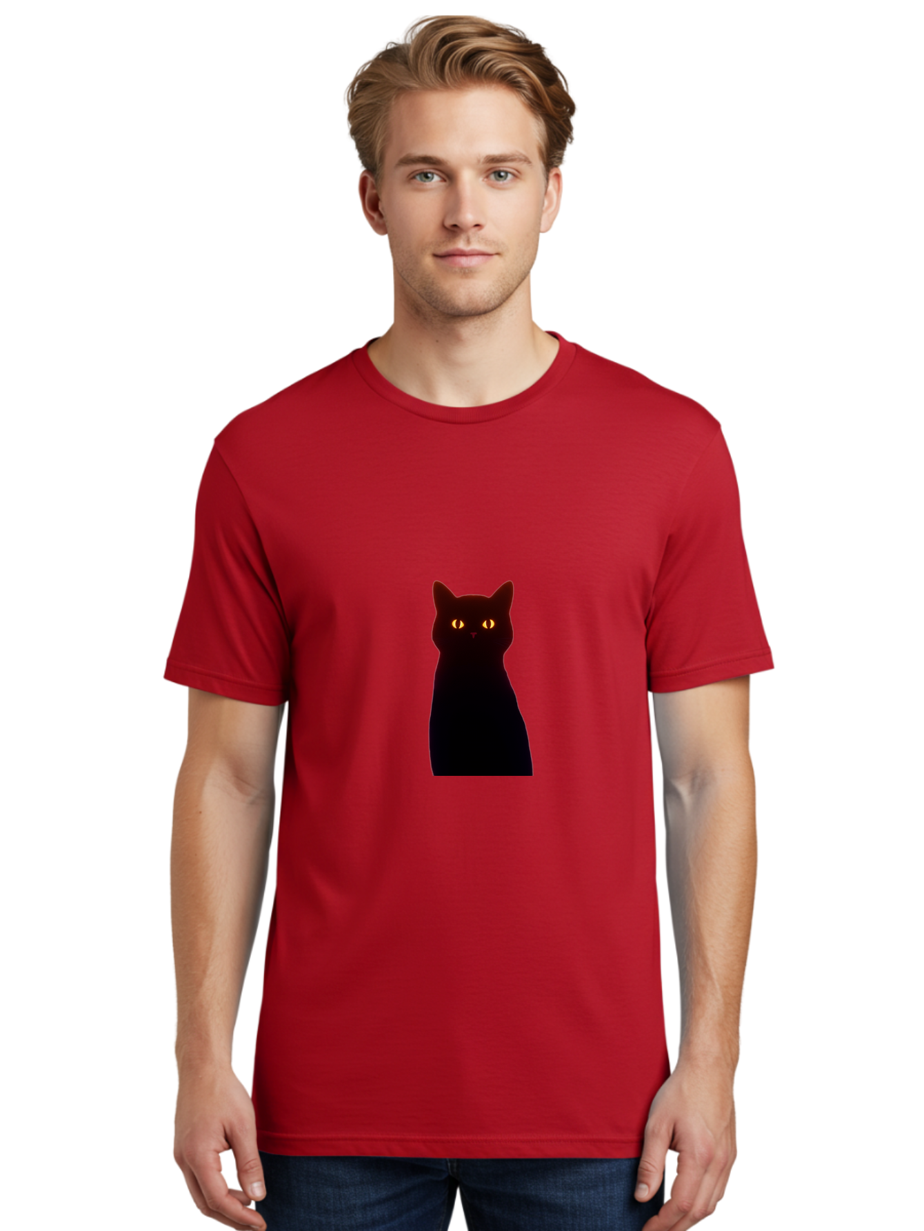 Black-Cat-With-Glowing-Eyes Men'S Graphic Tee, 100% Cotton, Comfortable Casual Summer Wear, Machine Washable, Vintage Camera, Old Camera, Antique Camera, Black Camera, Classic Photography, Photography Equipment, Nostalgic Device, Film Camera, Bai595 23