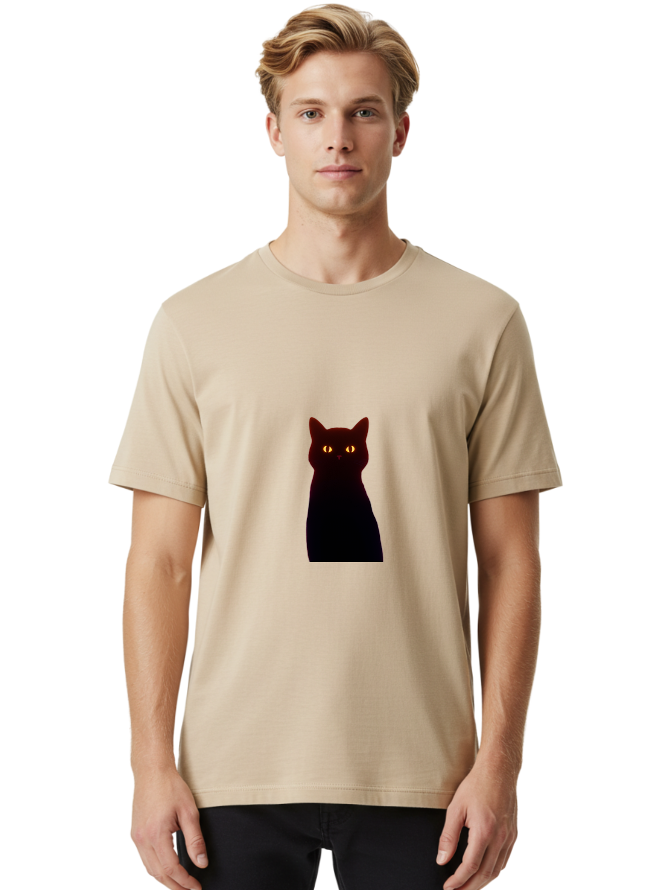 Black-Cat-With-Glowing-Eyes Men'S Graphic Tee, 100% Cotton, Comfortable Casual Summer Wear, Machine Washable, Vintage Camera, Old Camera, Antique Camera, Black Camera, Classic Photography, Photography Equipment, Nostalgic Device, Film Camera, Bai595 20