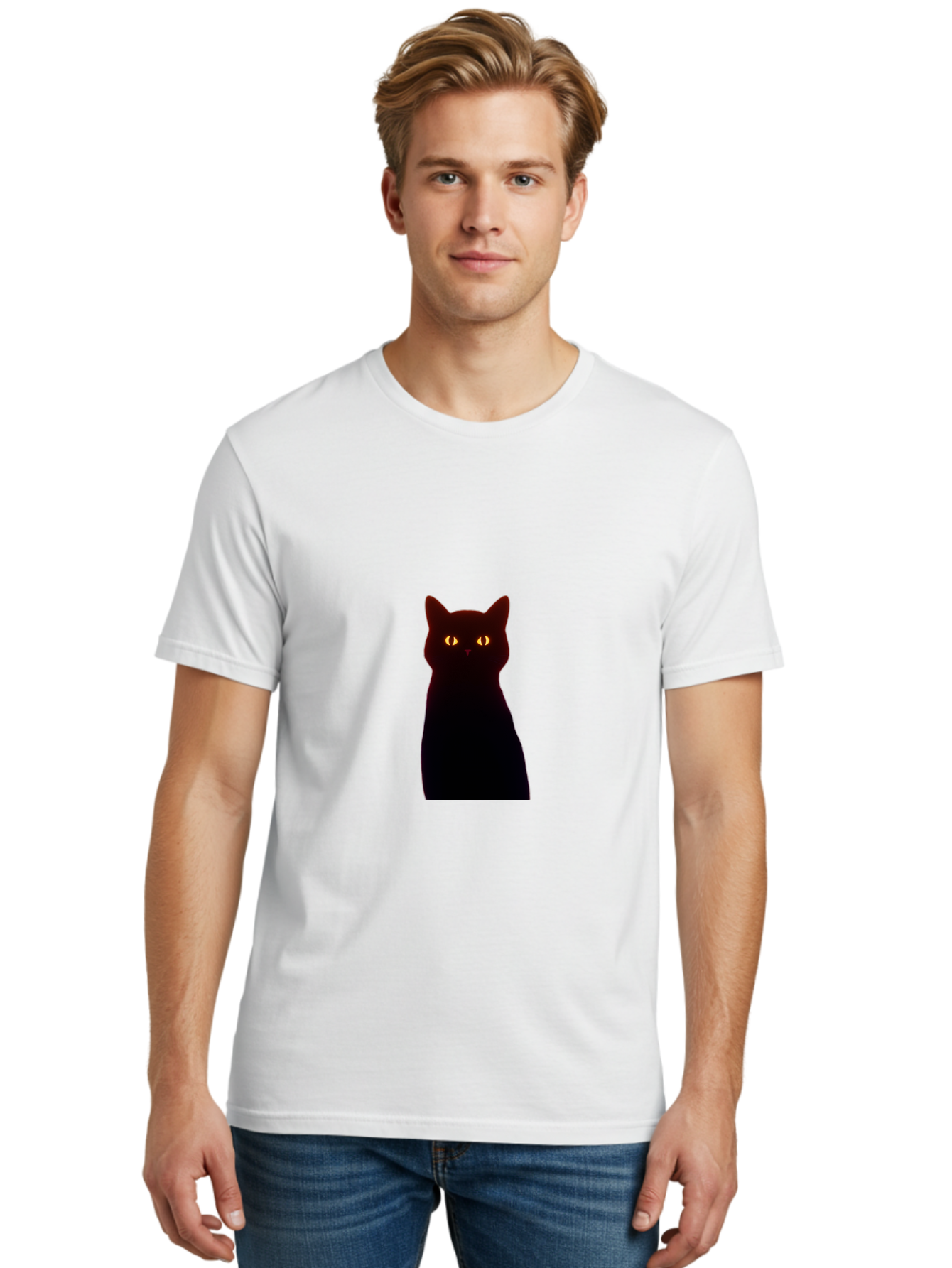 Black-Cat-With-Glowing-Eyes Men'S Graphic Tee, 100% Cotton, Comfortable Casual Summer Wear, Machine Washable, Vintage Camera, Old Camera, Antique Camera, Black Camera, Classic Photography, Photography Equipment, Nostalgic Device, Film Camera, Bai595 17