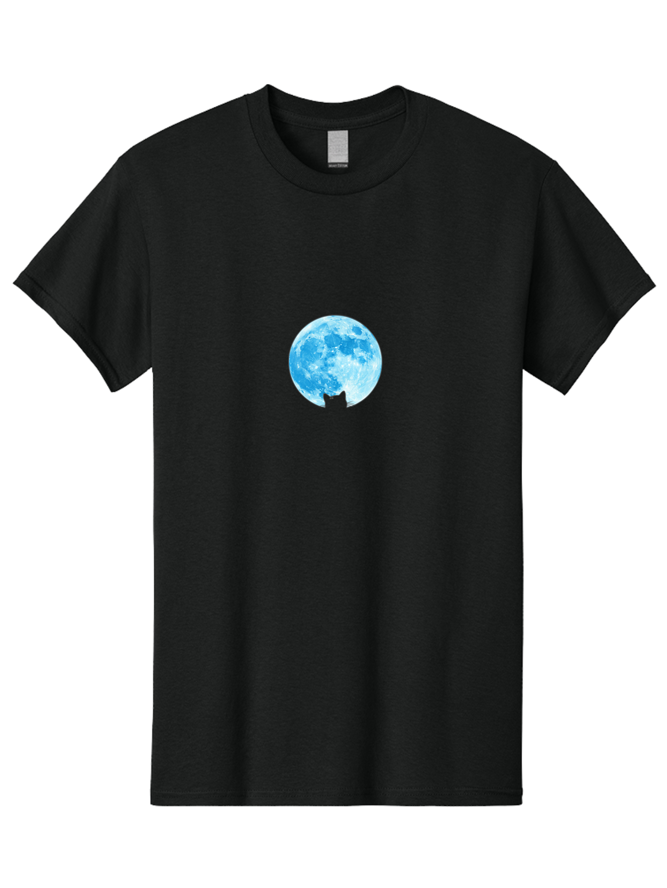 Blue-Moon-With-Cat-Silhouette Men'S Graphic Tee, 100% Cotton, Comfortable Casual Summer Wear, Machine Washable, Vintage Camera, Old Camera, Antique Camera, Black Camera, Classic Photography, Photography Equipment, Nostalgic Device, Bai599 14