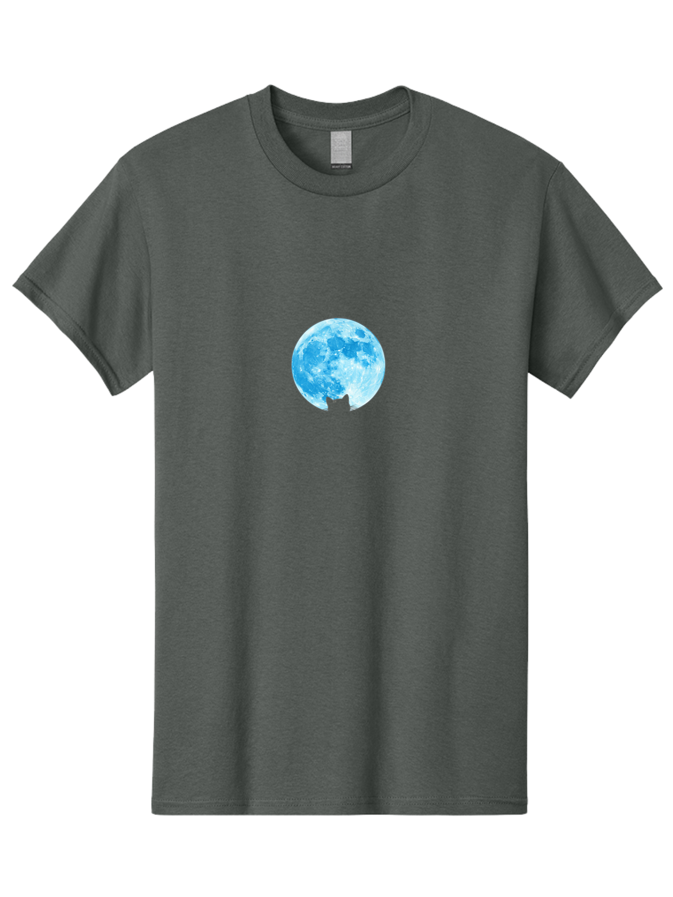 Blue-Moon-With-Cat-Silhouette Men'S Graphic Tee, 100% Cotton, Comfortable Casual Summer Wear, Machine Washable, Vintage Camera, Old Camera, Antique Camera, Black Camera, Classic Photography, Photography Equipment, Nostalgic Device, Bai599 12