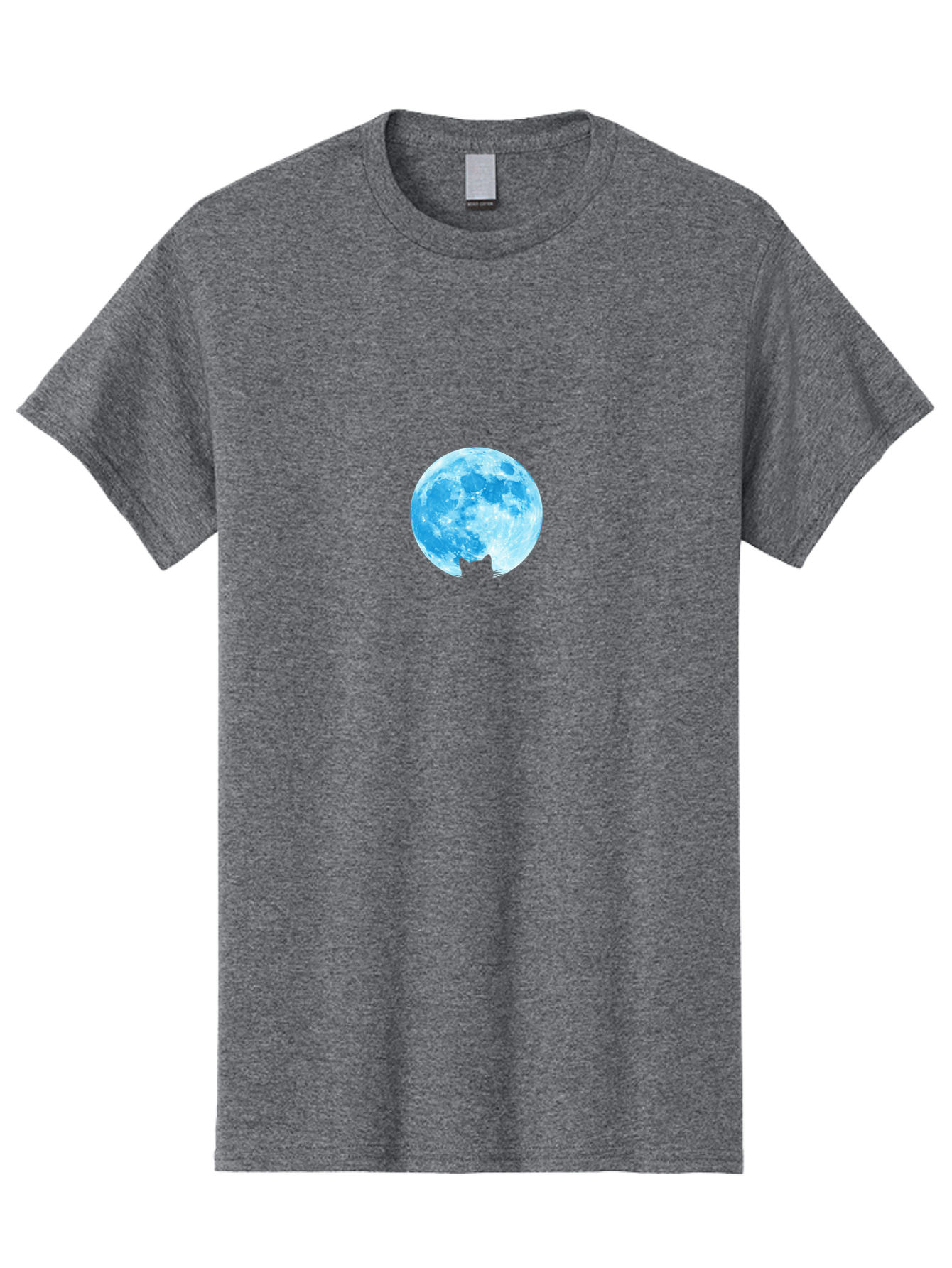 Blue-Moon-With-Cat-Silhouette Men'S Graphic Tee, 100% Cotton, Comfortable Casual Summer Wear, Machine Washable, Vintage Camera, Old Camera, Antique Camera, Black Camera, Classic Photography, Photography Equipment, Nostalgic Device, Bai599 3