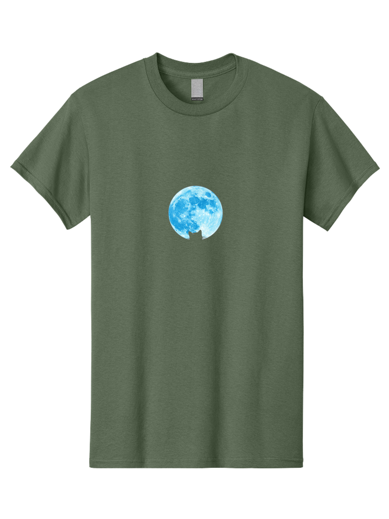 Blue-Moon-With-Cat-Silhouette Men'S Graphic Tee, 100% Cotton, Comfortable Casual Summer Wear, Machine Washable, Vintage Camera, Old Camera, Antique Camera, Black Camera, Classic Photography, Photography Equipment, Nostalgic Device, Bai599 10