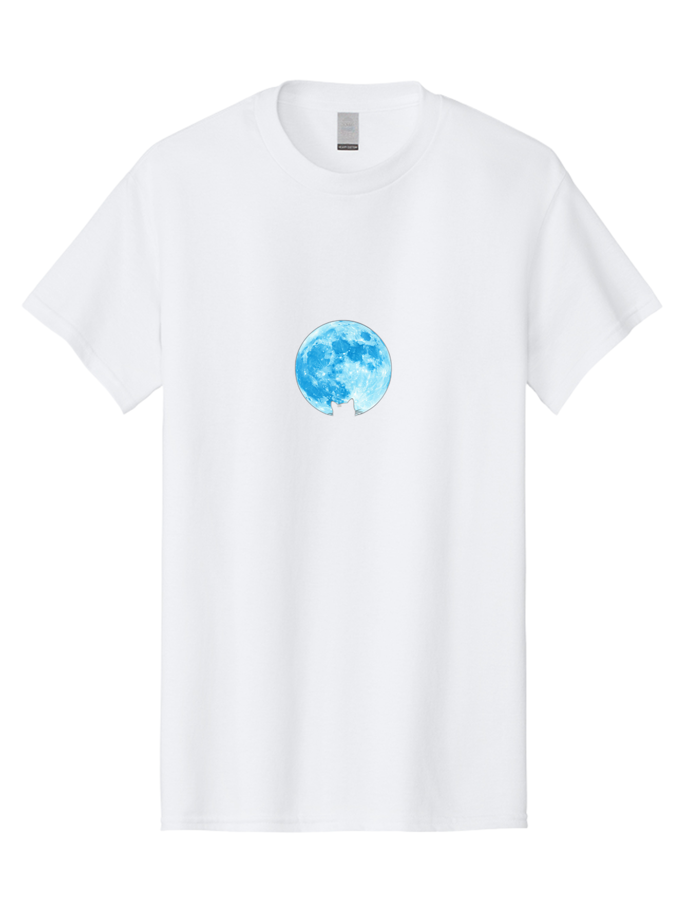 Blue-Moon-With-Cat-Silhouette Men'S Graphic Tee, 100% Cotton, Comfortable Casual Summer Wear, Machine Washable, Vintage Camera, Old Camera, Antique Camera, Black Camera, Classic Photography, Photography Equipment, Nostalgic Device, Bai599 2