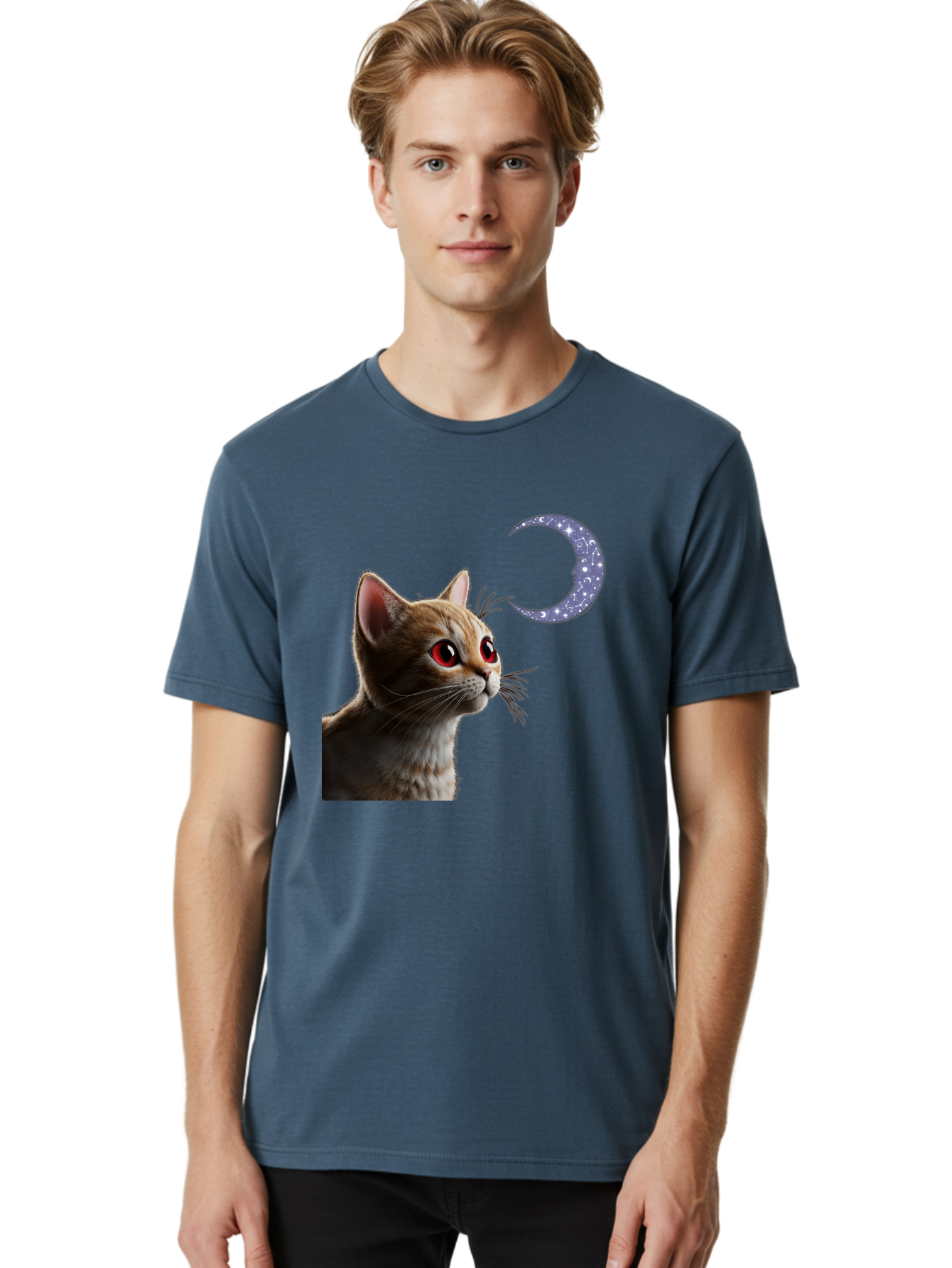 Cat-And-Crescent-Moon-2 Men'S Graphic Tee, 100% Cotton, Comfortable Casual Summer Wear, Machine Washable, Vintage Camera, Old Camera, Antique Camera, Black Camera, Classic Photography, Photography Equipment, Nostalgic Device, Film Camera, Bai620 17