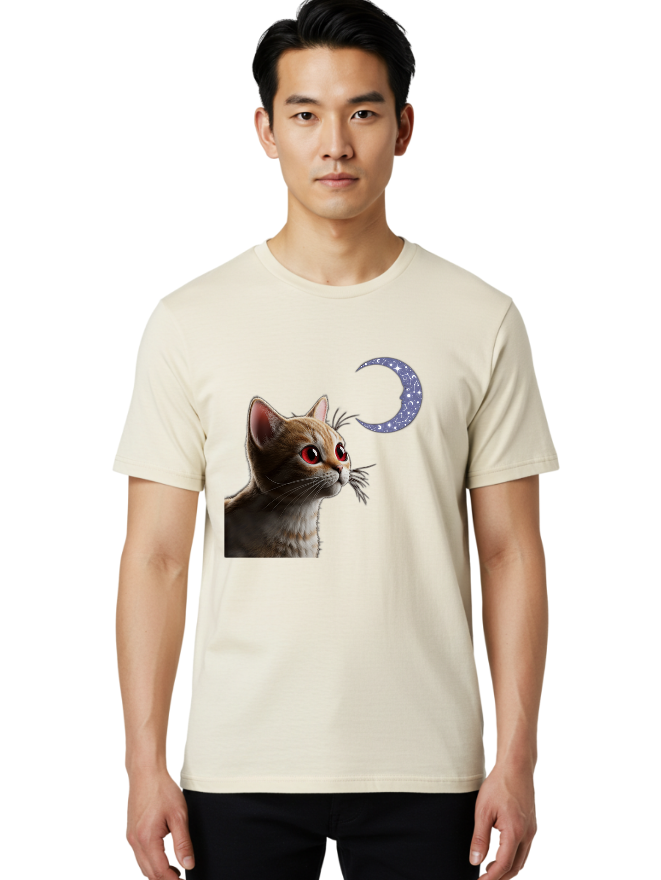 Cat-And-Crescent-Moon-2 Men'S Graphic Tee, 100% Cotton, Comfortable Casual Summer Wear, Machine Washable, Vintage Camera, Old Camera, Antique Camera, Black Camera, Classic Photography, Photography Equipment, Nostalgic Device, Film Camera, Bai620 23
