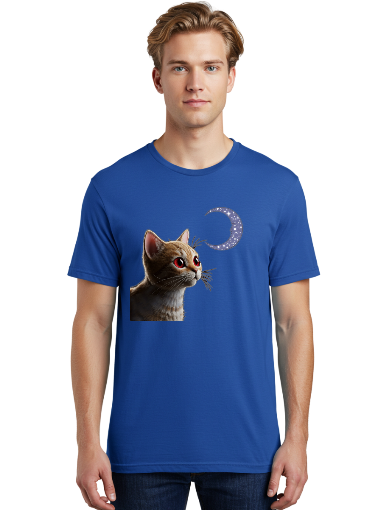 Cat-And-Crescent-Moon-2 Men'S Graphic Tee, 100% Cotton, Comfortable Casual Summer Wear, Machine Washable, Vintage Camera, Old Camera, Antique Camera, Black Camera, Classic Photography, Photography Equipment, Nostalgic Device, Film Camera, Bai620 24
