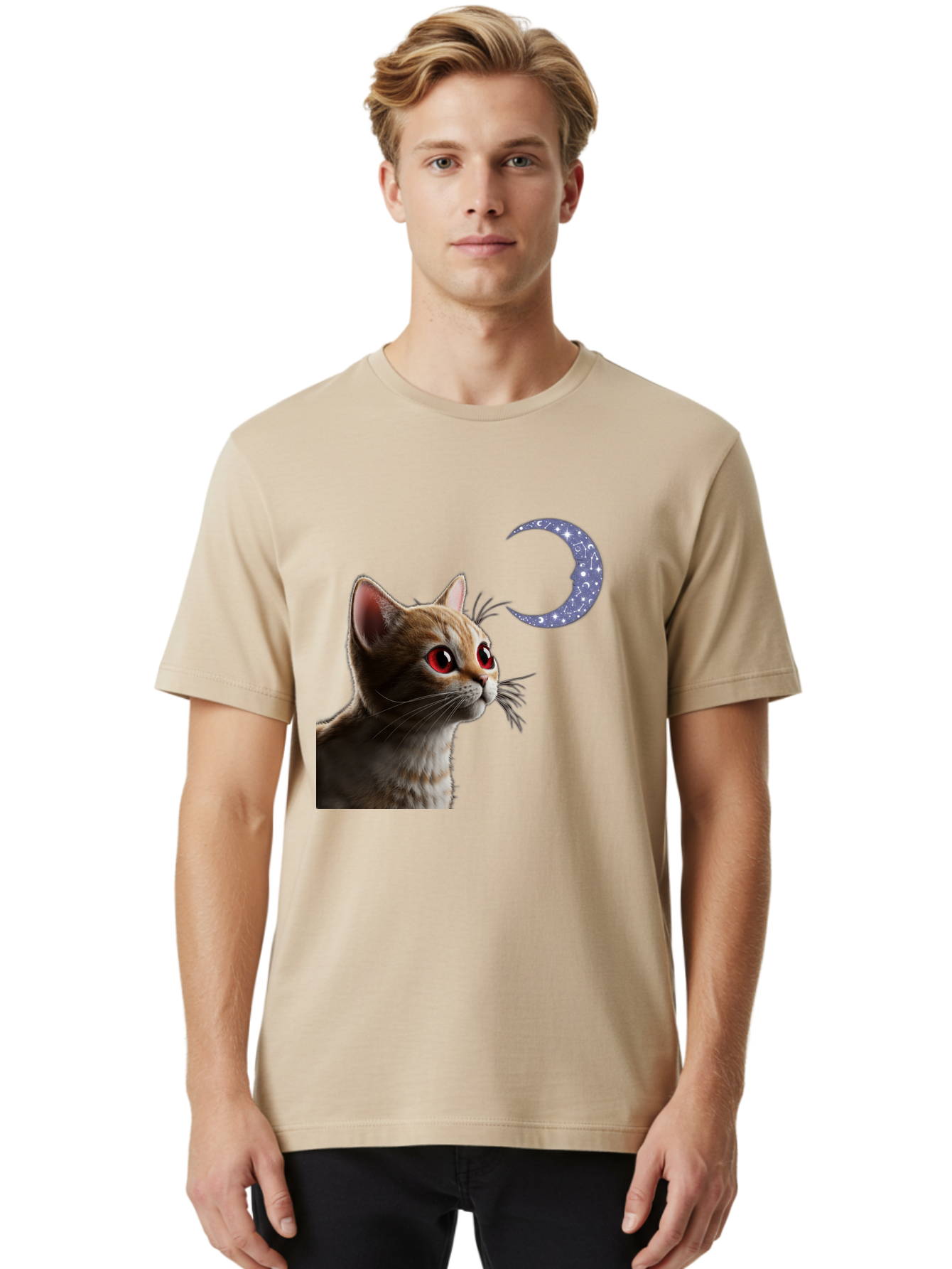 Cat-And-Crescent-Moon-2 Men'S Graphic Tee, 100% Cotton, Comfortable Casual Summer Wear, Machine Washable, Vintage Camera, Old Camera, Antique Camera, Black Camera, Classic Photography, Photography Equipment, Nostalgic Device, Film Camera, Bai620 26