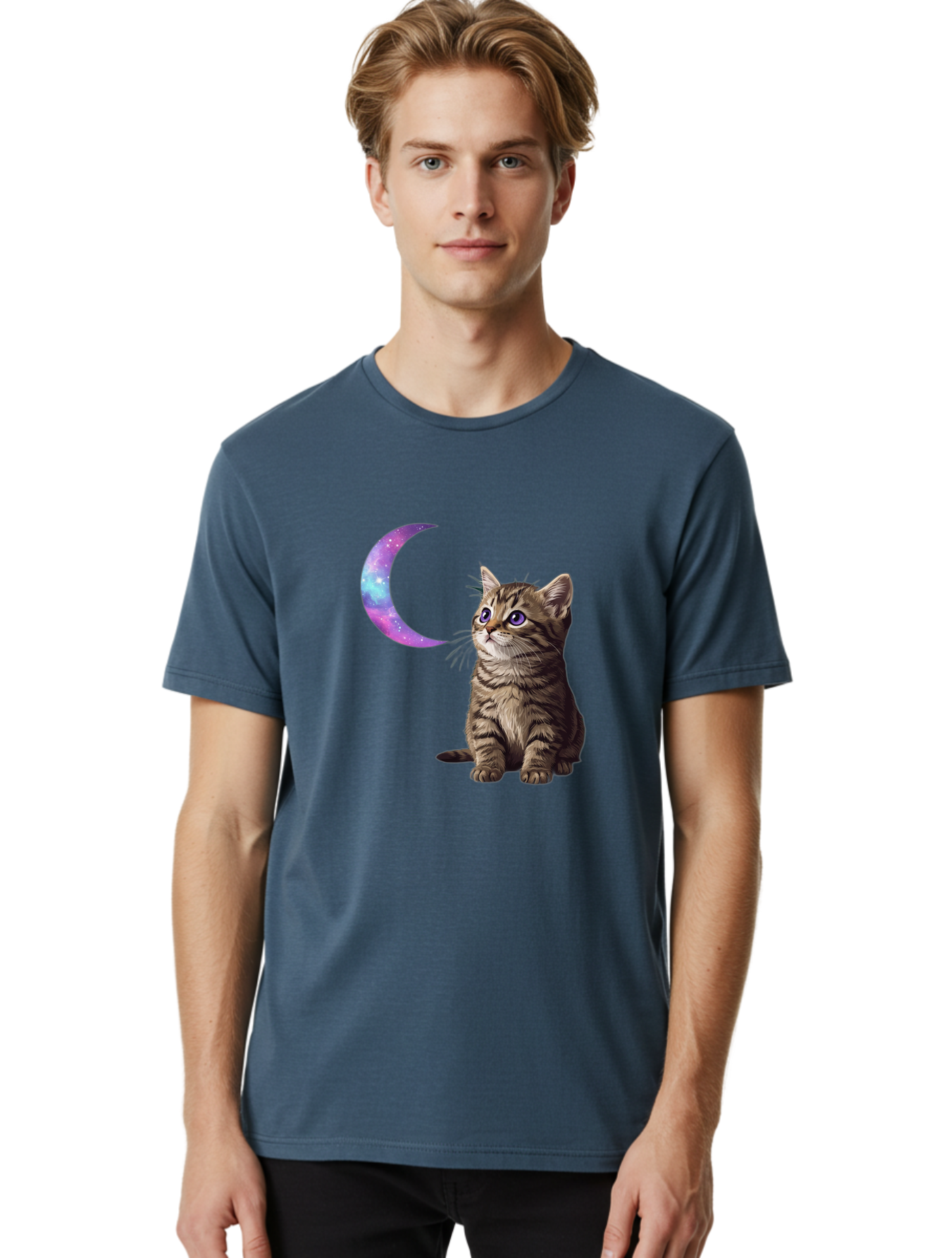 Cat-And-Crescent-Moon-3 Men'S Graphic Tee, 100% Cotton, Comfortable Casual Summer Wear, Machine Washable, Vintage Camera, Old Camera, Antique Camera, Black Camera, Classic Photography, Photography Equipment, Nostalgic Device, Film Camera, Bai621 25