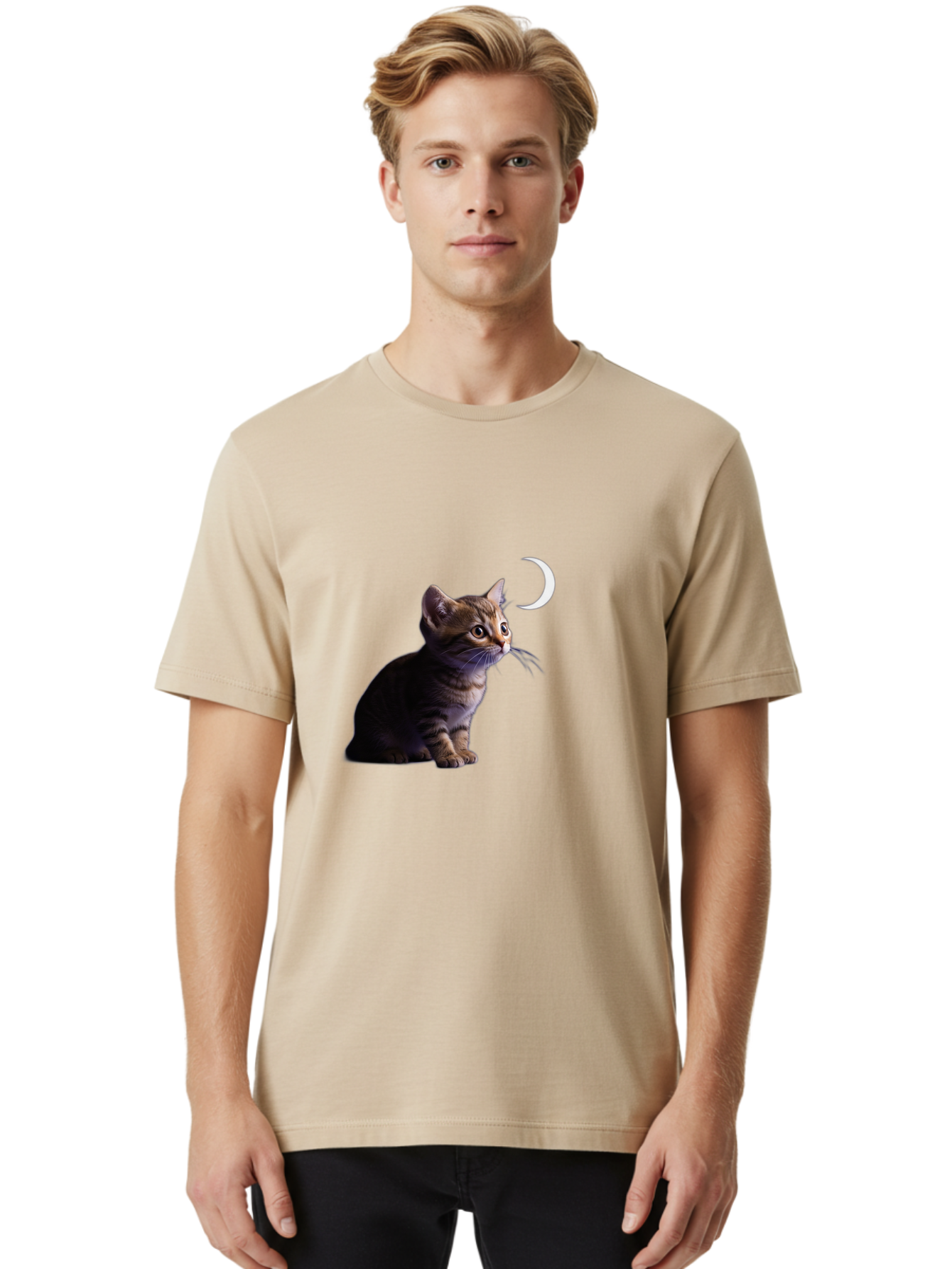Cat-And-Crescent-Moon Men'S Graphic Tee, 100% Cotton, Comfortable Casual Summer Wear, Machine Washable, Vintage Camera, Old Camera, Antique Camera, Black Camera, Classic Photography, Photography Equipment, Nostalgic Device, Film Camera, Bai622 24