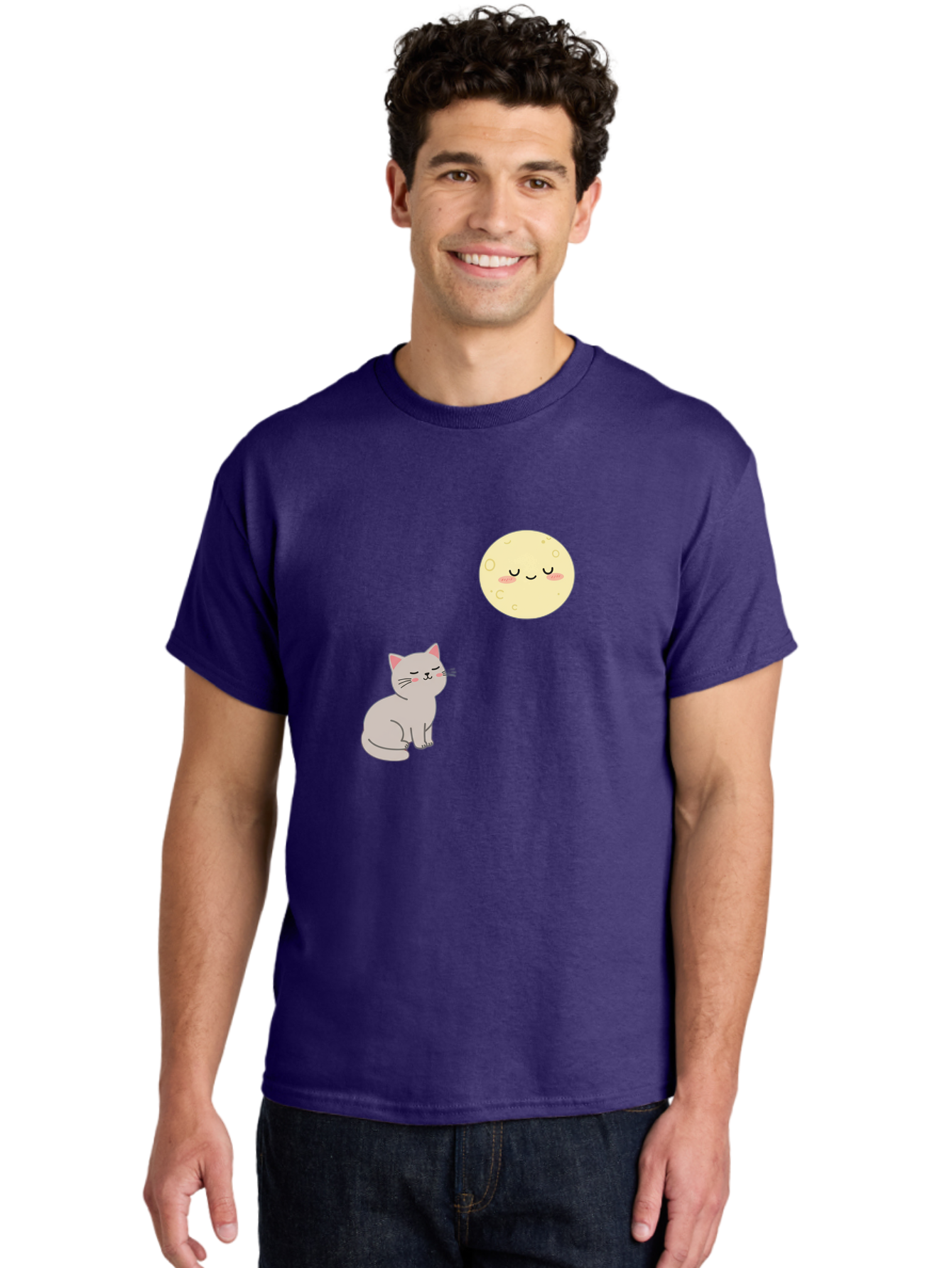Cat-And-Moon-1 Men'S Graphic Tee, 100% Cotton, Comfortable Casual Summer Wear, Machine Washable, Vintage Camera, Old Camera, Antique Camera, Black Camera, Classic Photography, Photography Equipment, Nostalgic Device, Film Camera, Camera Art Bai623 21