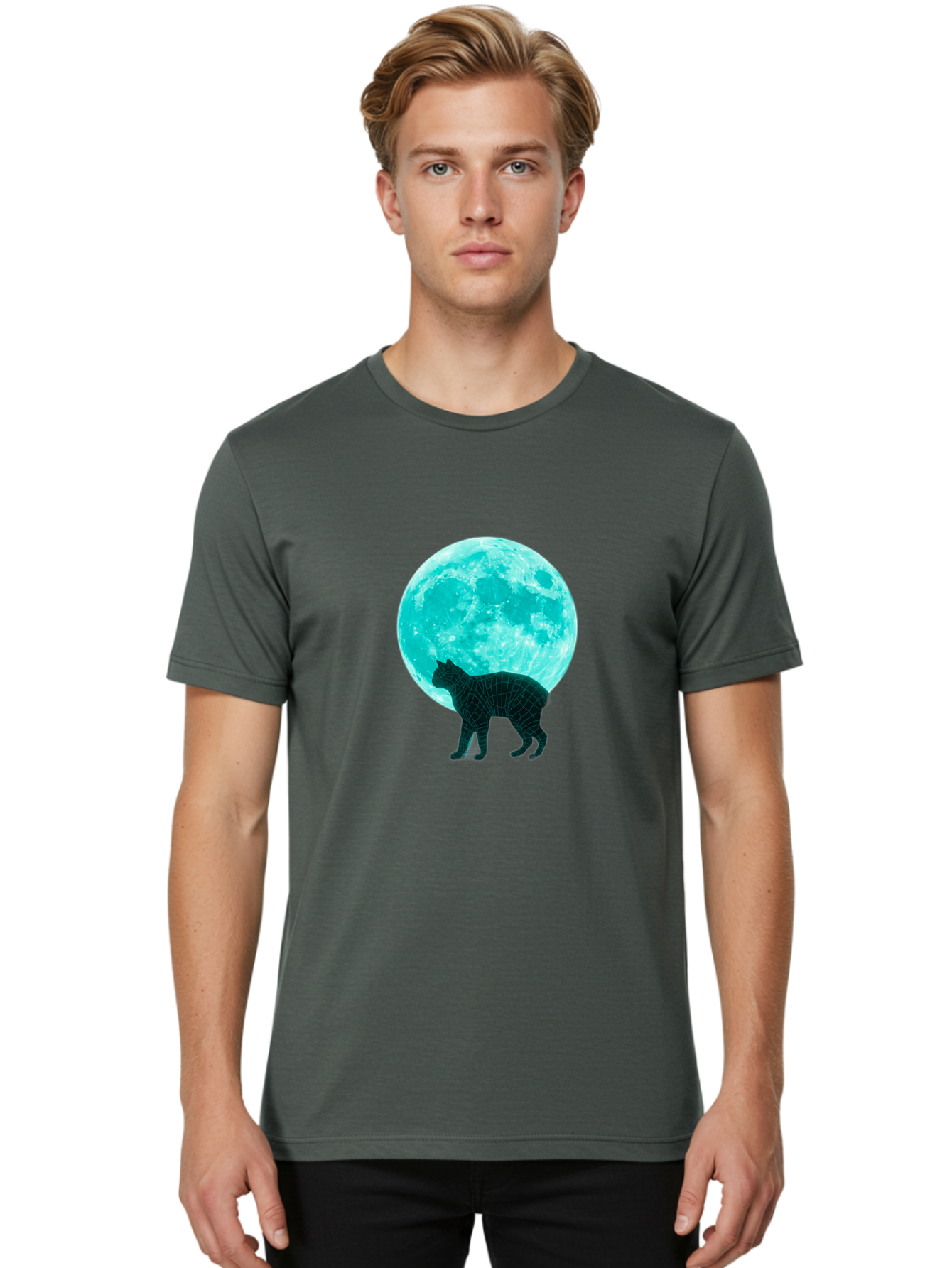 Cat-And-Moon-2 Men'S Graphic Tee, 100% Cotton, Comfortable Casual Summer Wear, Machine Washable, Vintage Camera, Old Camera, Antique Camera, Black Camera, Classic Photography, Photography Equipment, Nostalgic Device, Film Camera, Camera Art Bai624 16