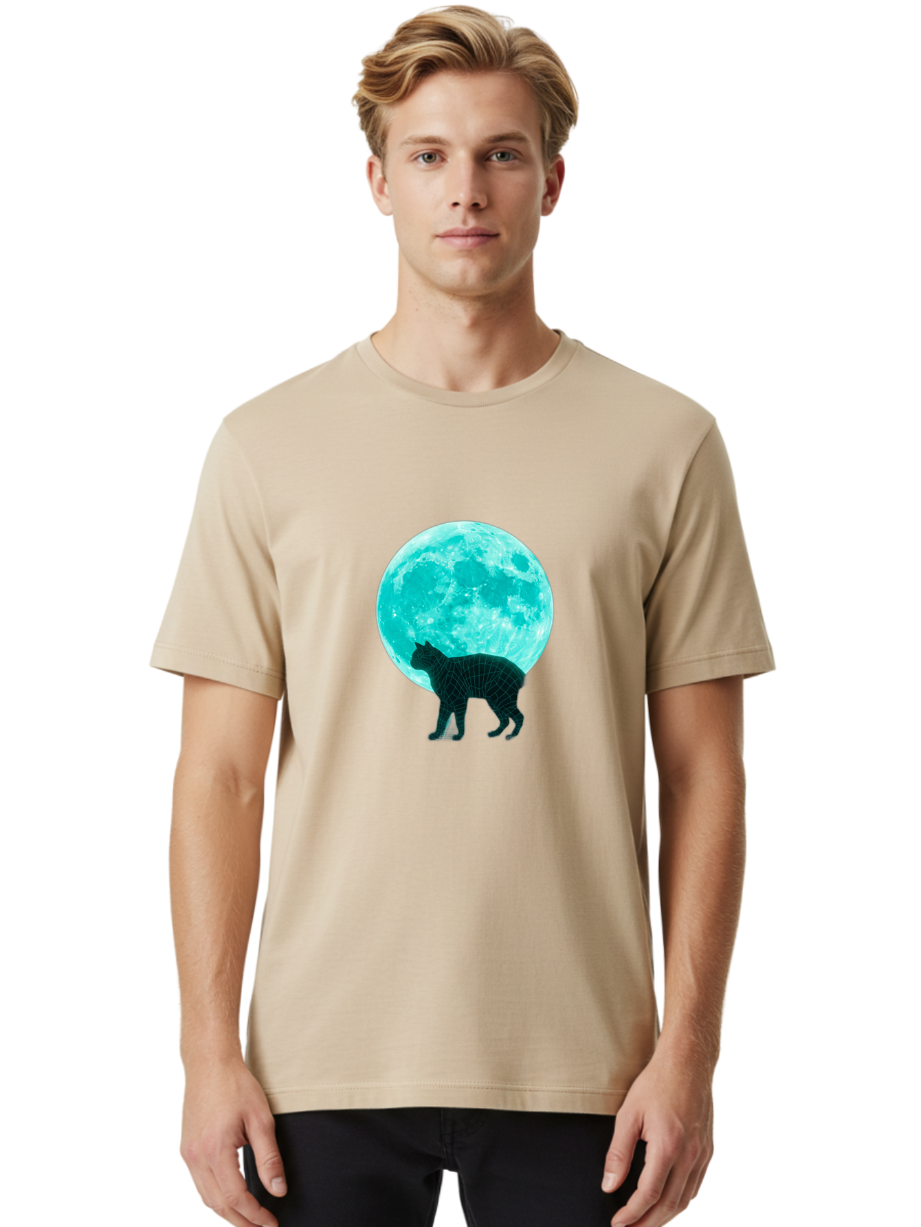 Cat-And-Moon-2 Men'S Graphic Tee, 100% Cotton, Comfortable Casual Summer Wear, Machine Washable, Vintage Camera, Old Camera, Antique Camera, Black Camera, Classic Photography, Photography Equipment, Nostalgic Device, Film Camera, Camera Art Bai624 21