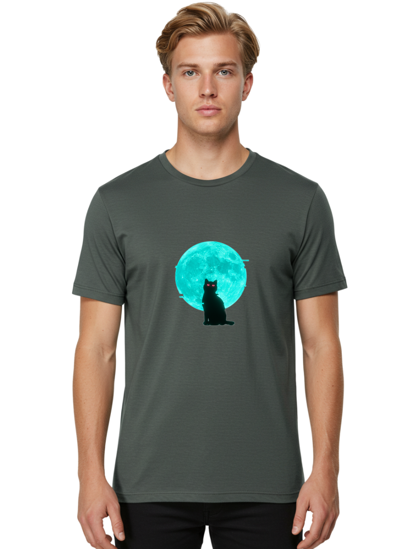 Cat-And-Moon-3 Men'S Graphic Tee, 100% Cotton, Comfortable Casual Summer Wear, Machine Washable, Vintage Camera, Old Camera, Antique Camera, Black Camera, Classic Photography, Photography Equipment, Nostalgic Device, Film Camera, Camera Art Bai625 28