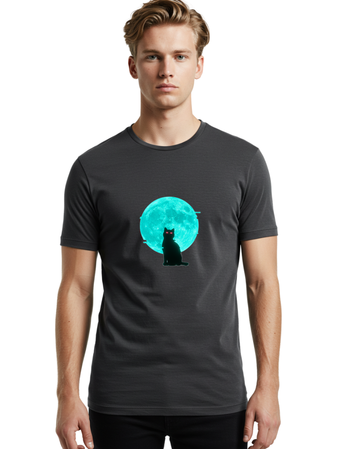 Cat-And-Moon-3 Men'S Graphic Tee, 100% Cotton, Comfortable Casual Summer Wear, Machine Washable, Vintage Camera, Old Camera, Antique Camera, Black Camera, Classic Photography, Photography Equipment, Nostalgic Device, Film Camera, Camera Art Bai625 18