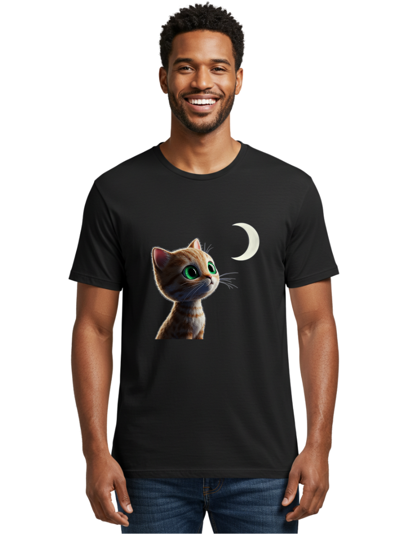 Cat-Gazing-At-Crescent-Moon Men'S Graphic Tee, 100% Cotton, Comfortable Casual Summer Wear, Machine Washable, Vintage Camera, Old Camera, Antique Camera, Black Camera, Classic Photography, Photography Equipment, Nostalgic Device, Film Camera, Bai628 23