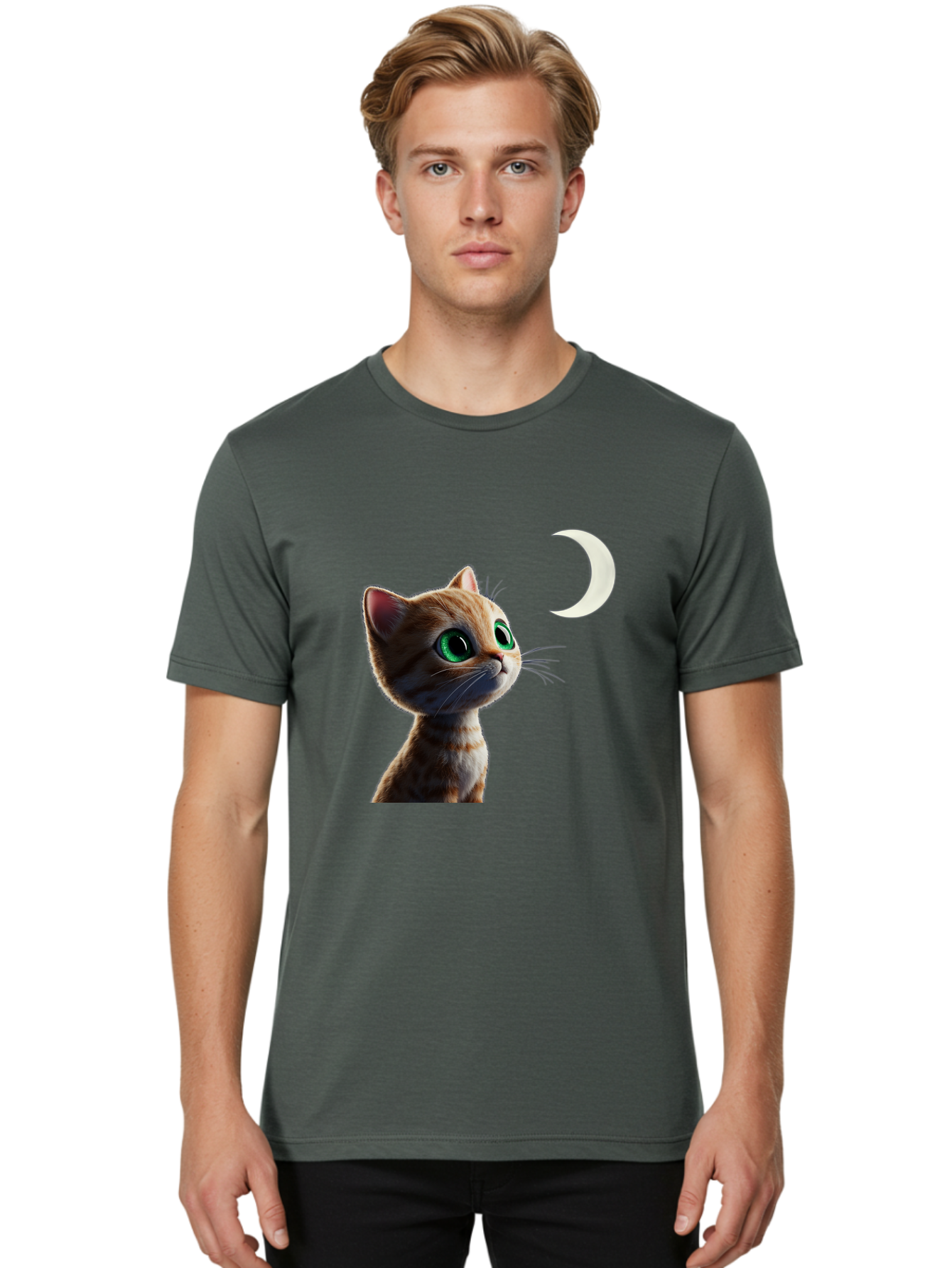 Cat-Gazing-At-Crescent-Moon Men'S Graphic Tee, 100% Cotton, Comfortable Casual Summer Wear, Machine Washable, Vintage Camera, Old Camera, Antique Camera, Black Camera, Classic Photography, Photography Equipment, Nostalgic Device, Film Camera, Bai628 26