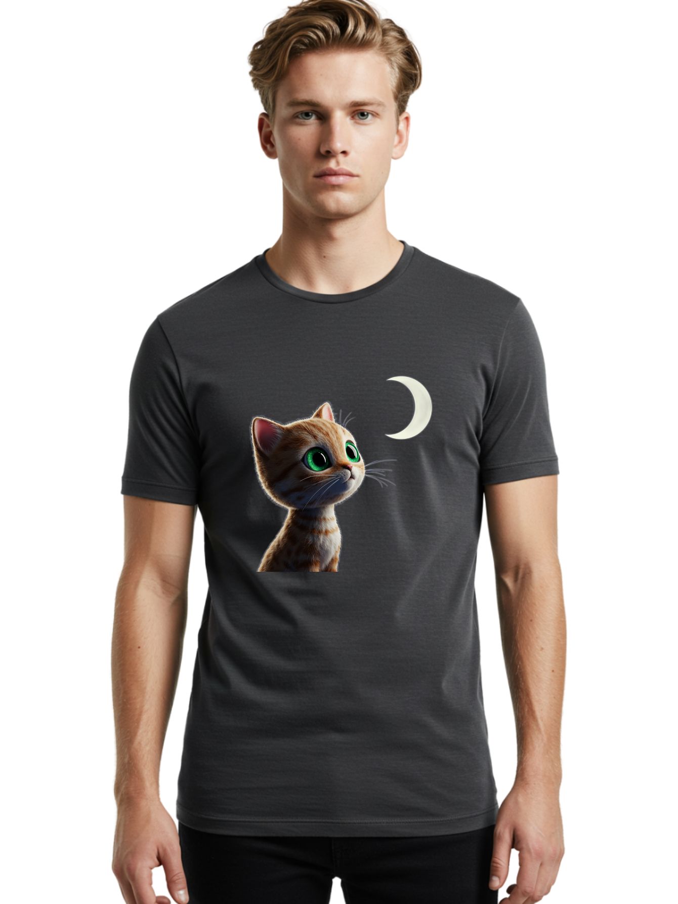 Cat-Gazing-At-Crescent-Moon Men'S Graphic Tee, 100% Cotton, Comfortable Casual Summer Wear, Machine Washable, Vintage Camera, Old Camera, Antique Camera, Black Camera, Classic Photography, Photography Equipment, Nostalgic Device, Film Camera, Bai628 18