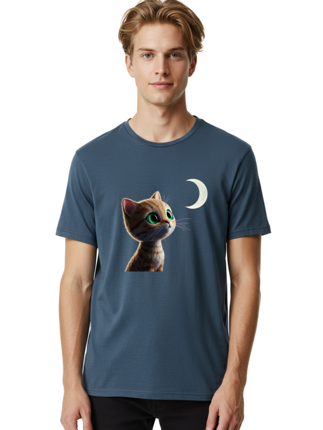 Cat-Gazing-At-Crescent-Moon Men'S Graphic Tee, 100% Cotton, Comfortable Casual Summer Wear, Machine Washable, Vintage Camera, Old Camera, Antique Camera, Black Camera, Classic Photography, Photography Equipment, Nostalgic Device, Film Camera, Bai628 21