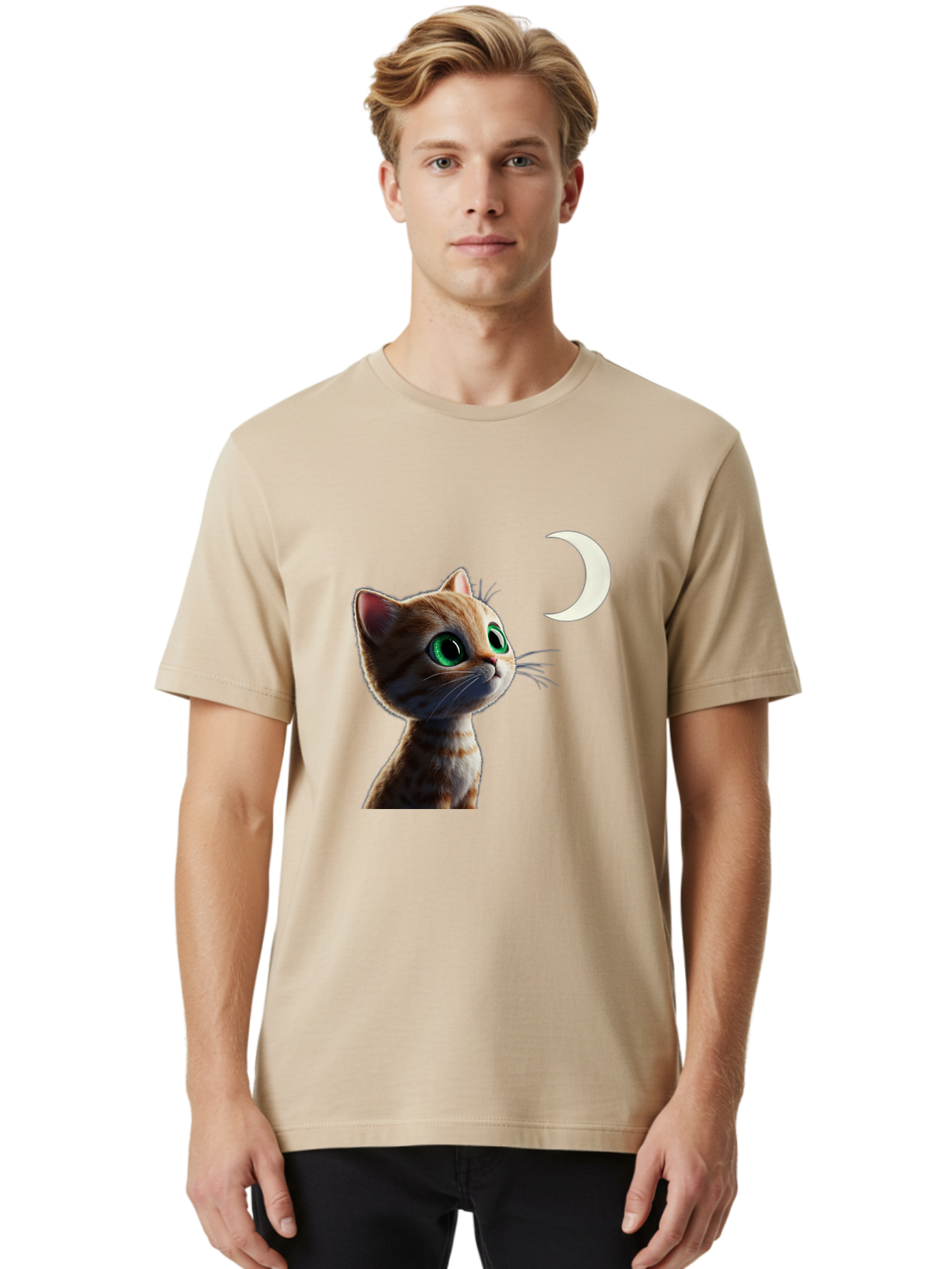 Cat-Gazing-At-Crescent-Moon Men'S Graphic Tee, 100% Cotton, Comfortable Casual Summer Wear, Machine Washable, Vintage Camera, Old Camera, Antique Camera, Black Camera, Classic Photography, Photography Equipment, Nostalgic Device, Film Camera, Bai628 22