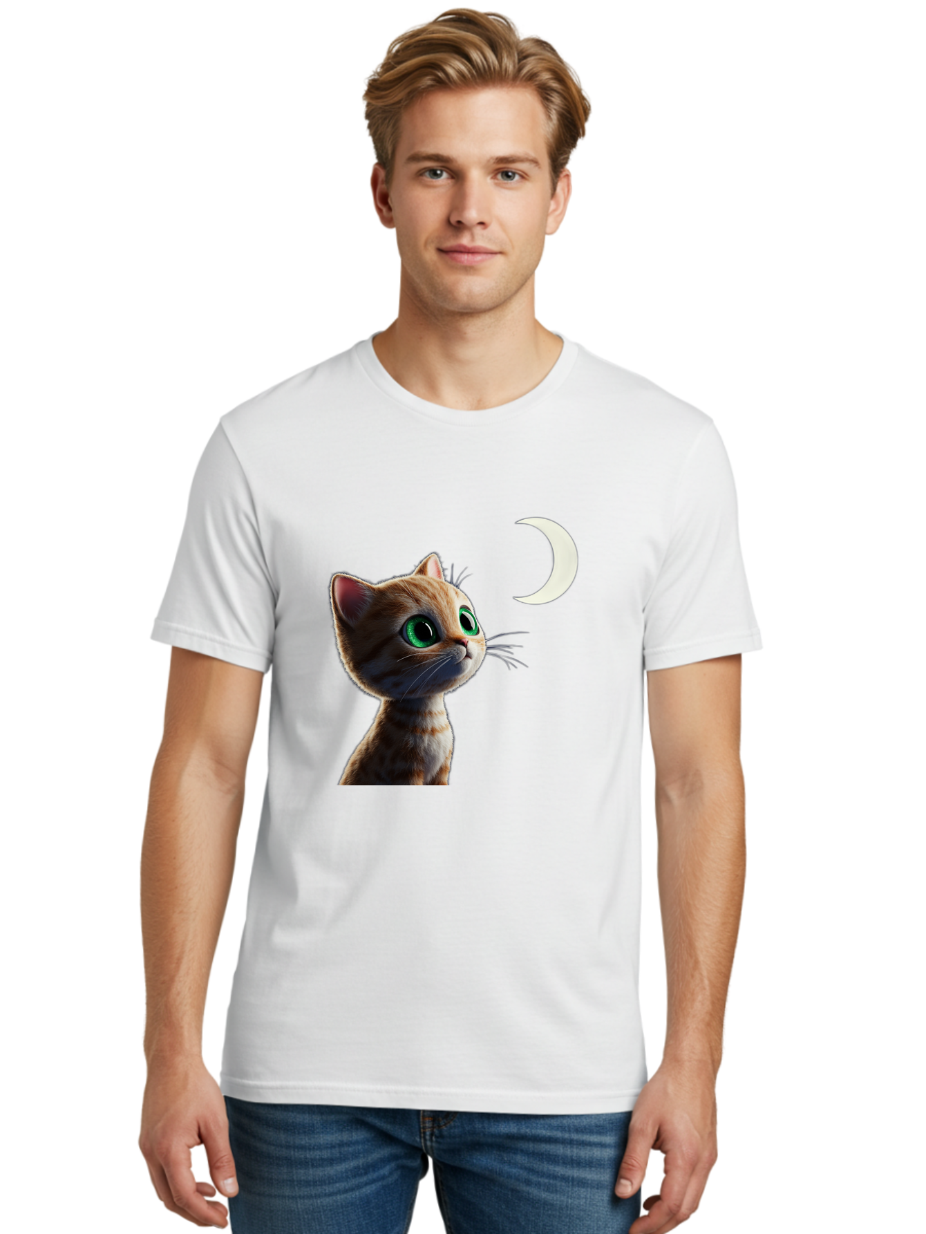 Cat-Gazing-At-Crescent-Moon Men'S Graphic Tee, 100% Cotton, Comfortable Casual Summer Wear, Machine Washable, Vintage Camera, Old Camera, Antique Camera, Black Camera, Classic Photography, Photography Equipment, Nostalgic Device, Film Camera, Bai628 16