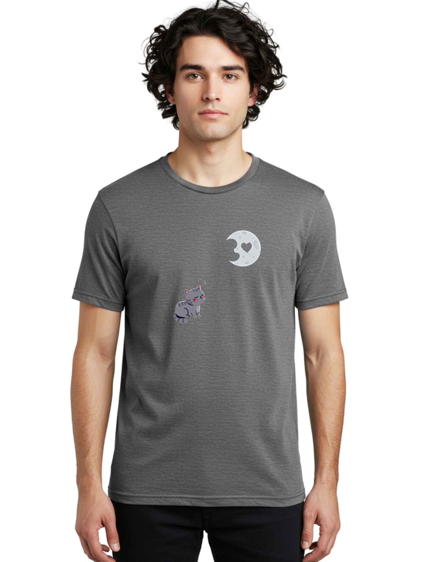 Cat-Gazing-At-Heart-Moon Men'S Graphic Tee, 100% Cotton, Comfortable Casual Summer Wear, Machine Washable, Vintage Camera, Old Camera, Antique Camera, Black Camera, Classic Photography, Photography Equipment, Nostalgic Device, Film Camera, Bai629 18