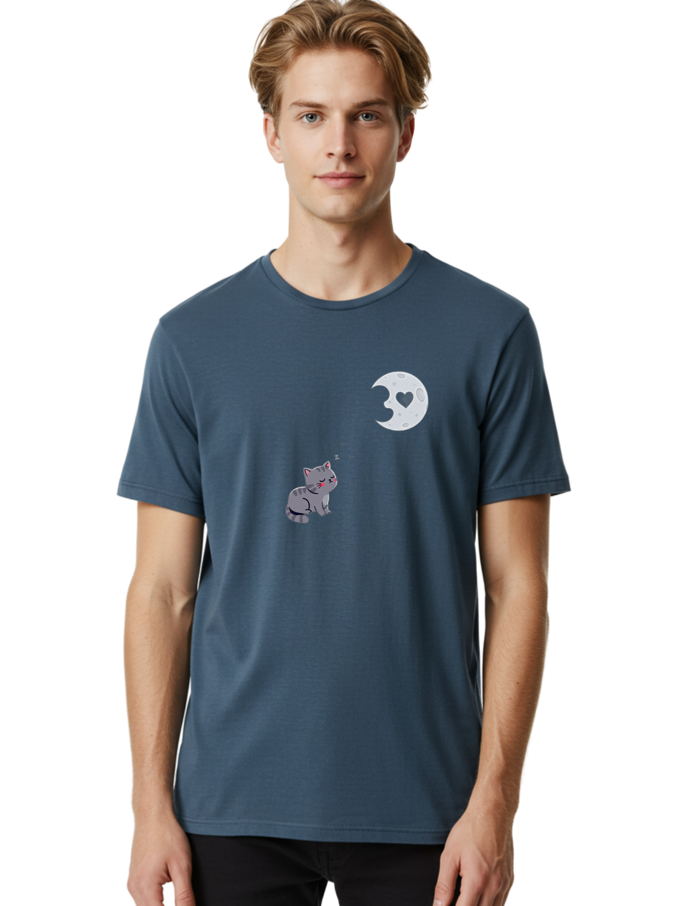 Cat-Gazing-At-Heart-Moon Men'S Graphic Tee, 100% Cotton, Comfortable Casual Summer Wear, Machine Washable, Vintage Camera, Old Camera, Antique Camera, Black Camera, Classic Photography, Photography Equipment, Nostalgic Device, Film Camera, Bai629 24