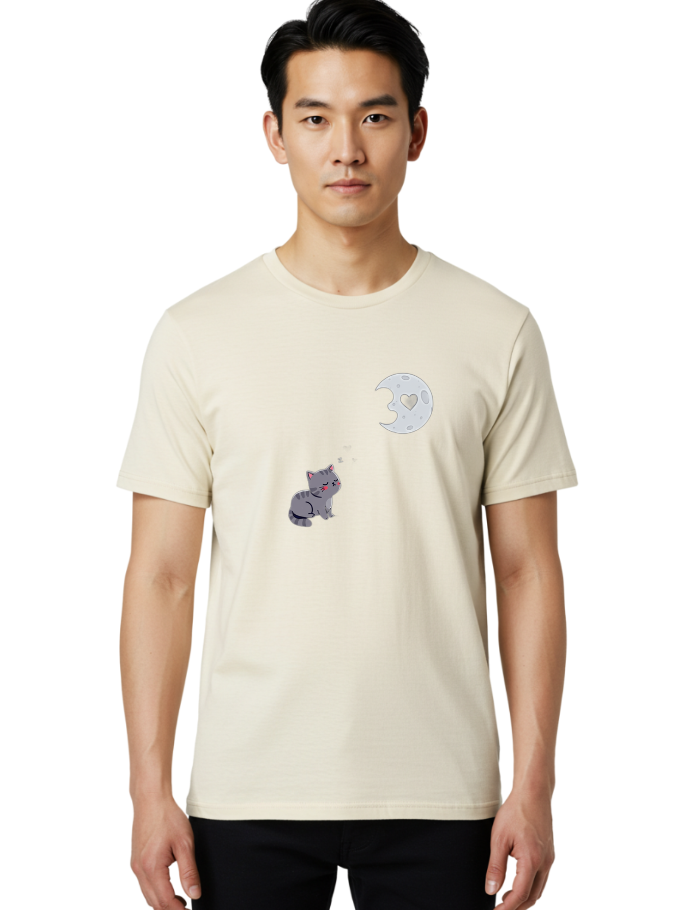 Cat-Gazing-At-Heart-Moon Men'S Graphic Tee, 100% Cotton, Comfortable Casual Summer Wear, Machine Washable, Vintage Camera, Old Camera, Antique Camera, Black Camera, Classic Photography, Photography Equipment, Nostalgic Device, Film Camera, Bai629 27