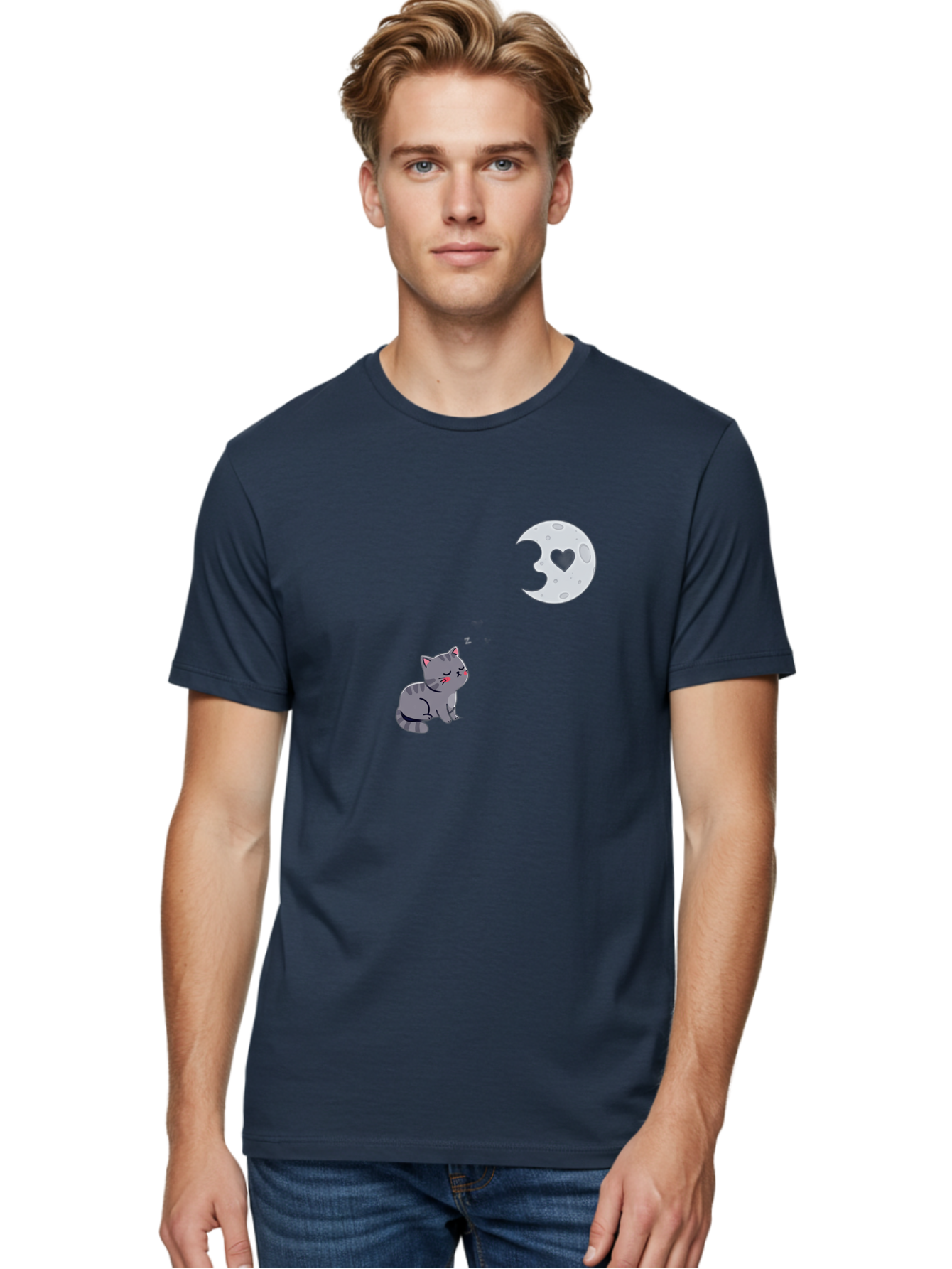 Cat-Gazing-At-Heart-Moon Men'S Graphic Tee, 100% Cotton, Comfortable Casual Summer Wear, Machine Washable, Vintage Camera, Old Camera, Antique Camera, Black Camera, Classic Photography, Photography Equipment, Nostalgic Device, Film Camera, Bai629 22