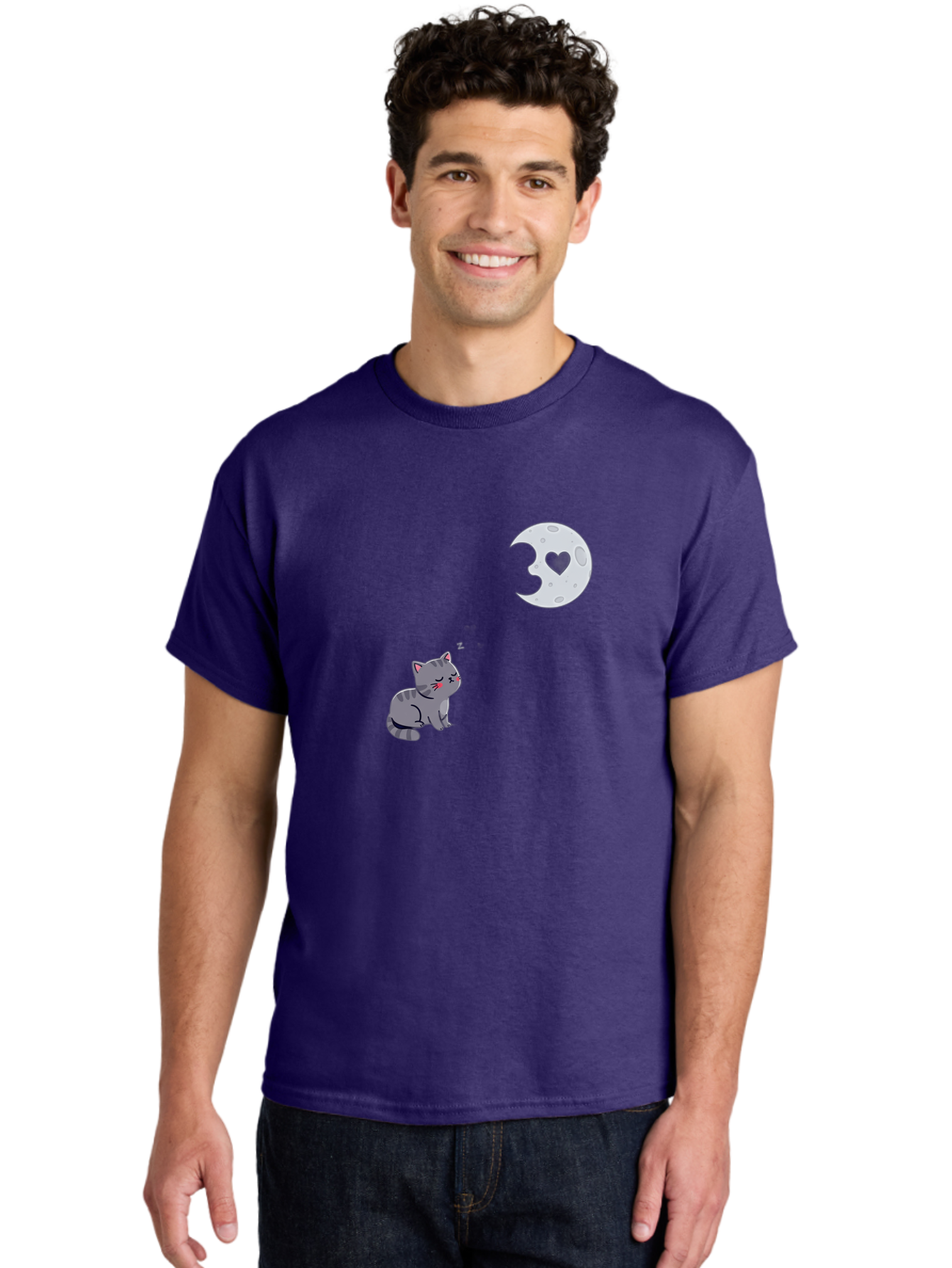 Cat-Gazing-At-Heart-Moon Men'S Graphic Tee, 100% Cotton, Comfortable Casual Summer Wear, Machine Washable, Vintage Camera, Old Camera, Antique Camera, Black Camera, Classic Photography, Photography Equipment, Nostalgic Device, Film Camera, Bai629 29