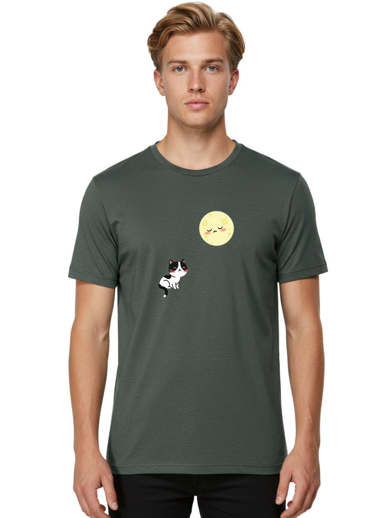 Cat-Gazing-At-Moon Men'S Graphic Tee, 100% Cotton, Comfortable Casual Summer Wear, Machine Washable, Vintage Camera, Old Camera, Antique Camera, Black Camera, Classic Photography, Photography Equipment, Nostalgic Device, Film Camera, Bai630 23
