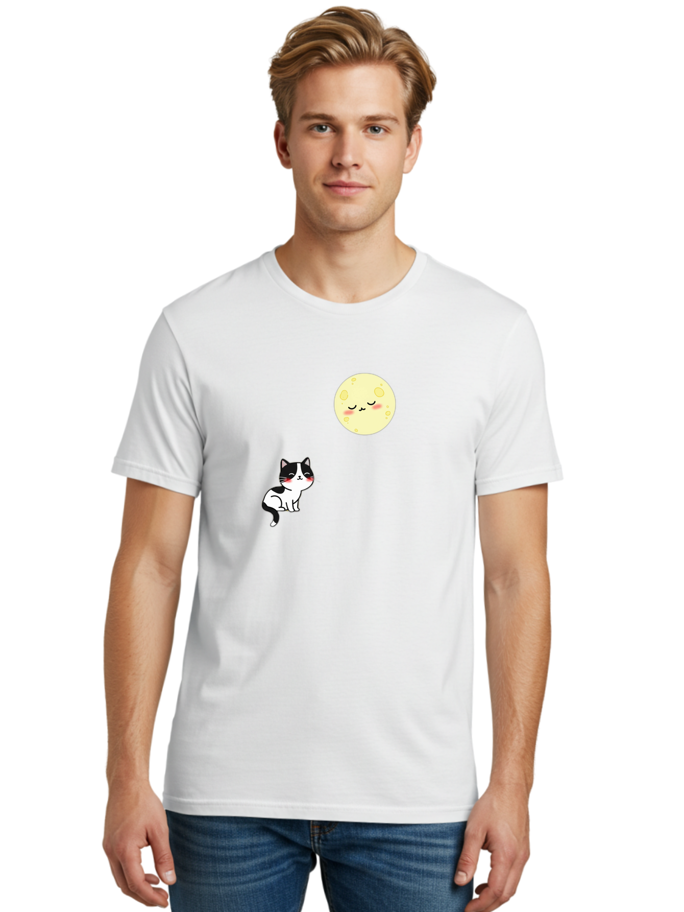 Cat-Gazing-At-Moon Men'S Graphic Tee, 100% Cotton, Comfortable Casual Summer Wear, Machine Washable, Vintage Camera, Old Camera, Antique Camera, Black Camera, Classic Photography, Photography Equipment, Nostalgic Device, Film Camera, Bai630 24