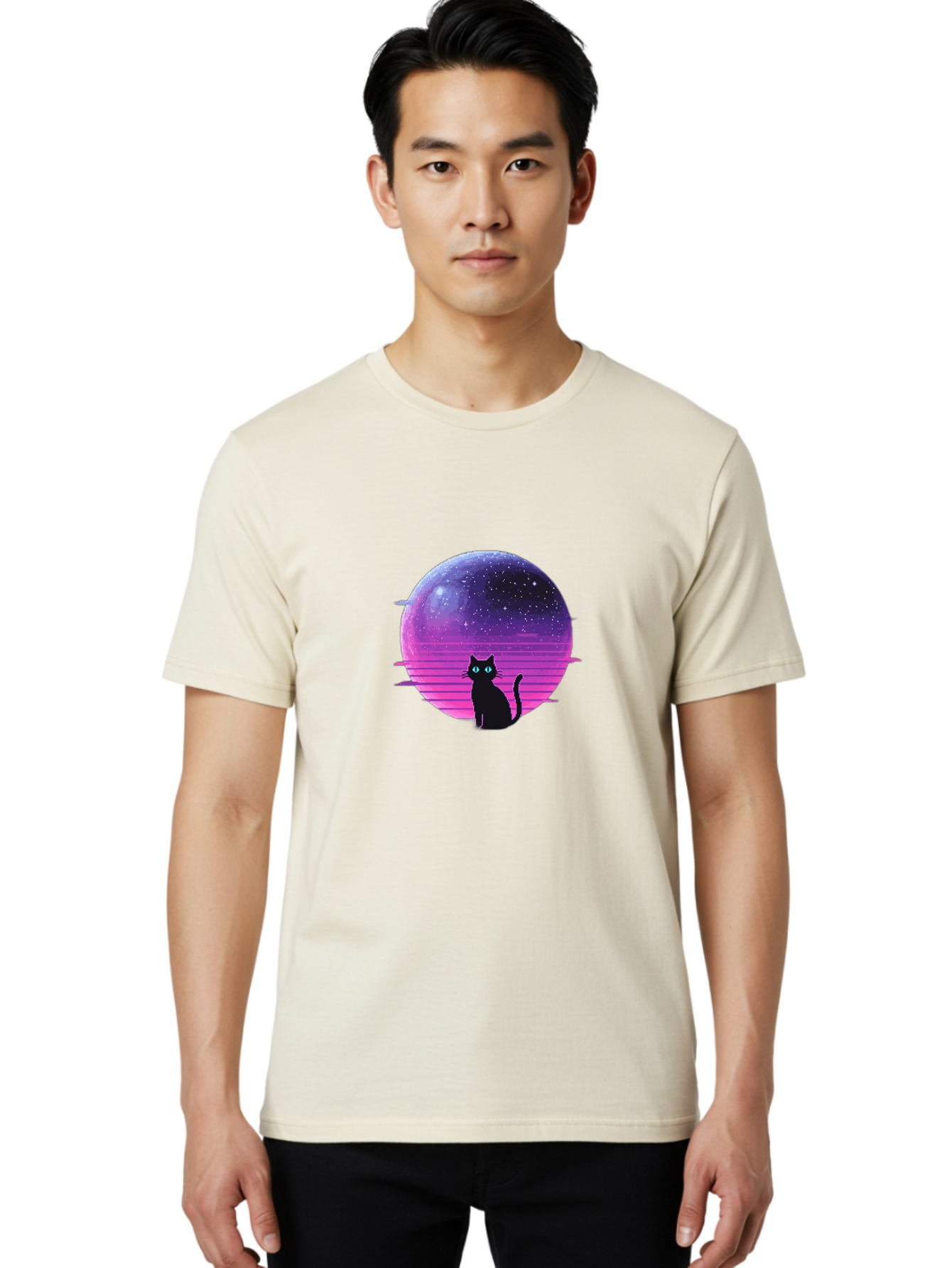 Cat-In-Retro-Sunset Men'S Graphic Tee, 100% Cotton, Comfortable Casual Summer Wear, Machine Washable, Vintage Camera, Old Camera, Antique Camera, Black Camera, Classic Photography, Photography Equipment, Nostalgic Device, Film Camera, Bai631 16