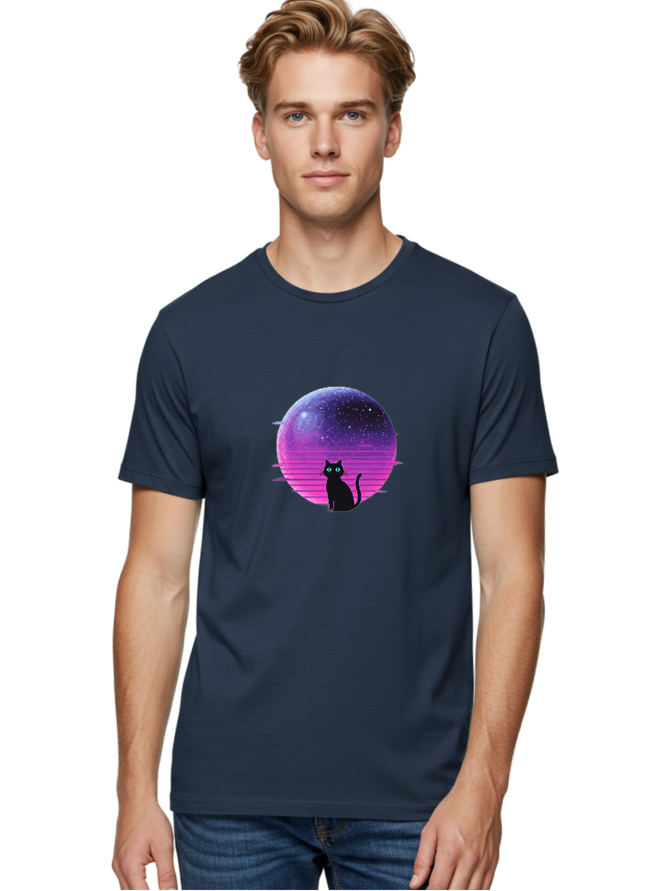 Cat-In-Retro-Sunset Men'S Graphic Tee, 100% Cotton, Comfortable Casual Summer Wear, Machine Washable, Vintage Camera, Old Camera, Antique Camera, Black Camera, Classic Photography, Photography Equipment, Nostalgic Device, Film Camera, Bai631 19