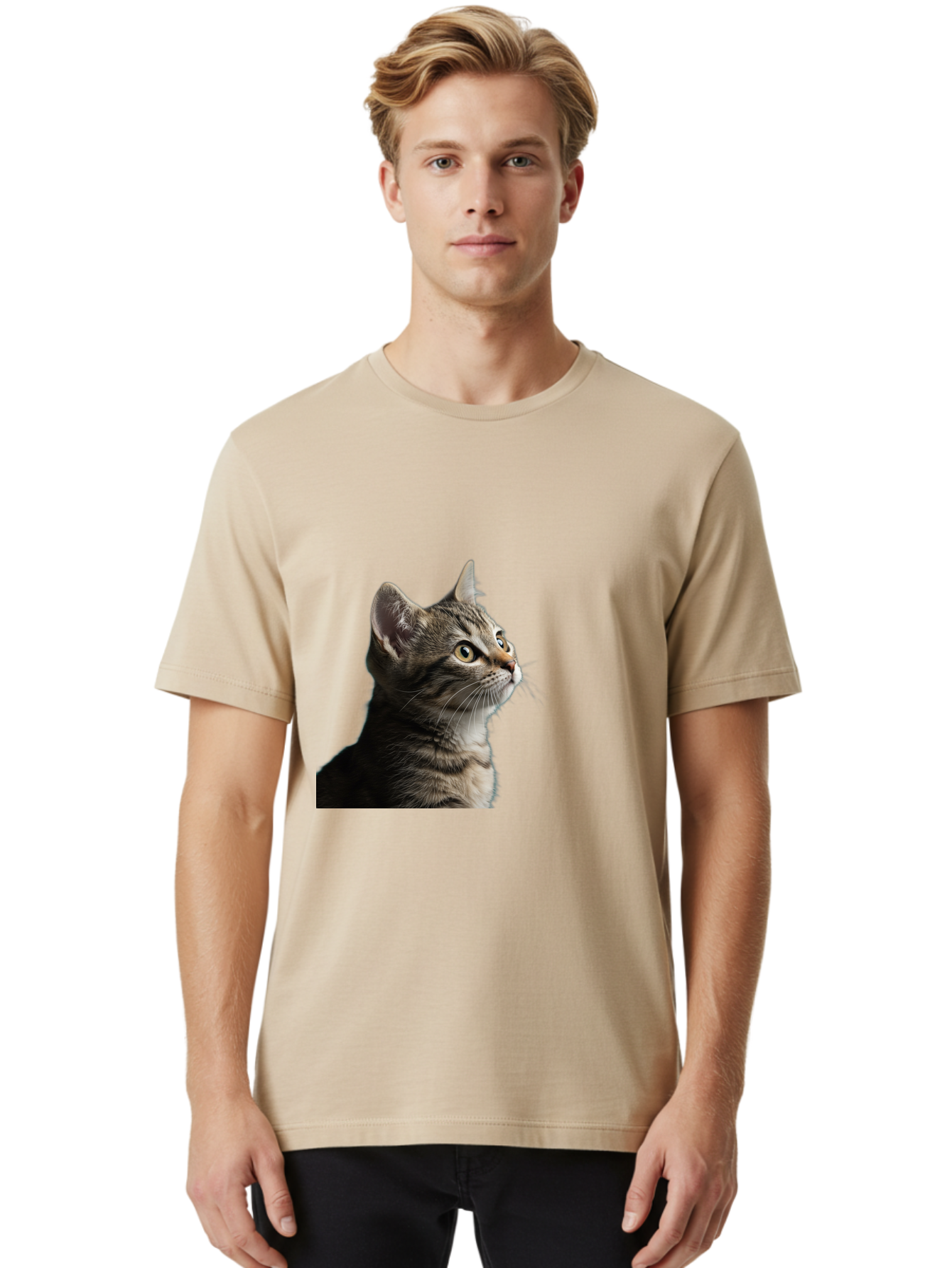 Cat-Looking-Up Men'S Graphic Tee, 100% Cotton, Comfortable Casual Summer Wear, Machine Washable, Vintage Camera, Old Camera, Antique Camera, Black Camera, Classic Photography, Photography Equipment, Nostalgic Device, Film Camera, Camera Art Bai633 19