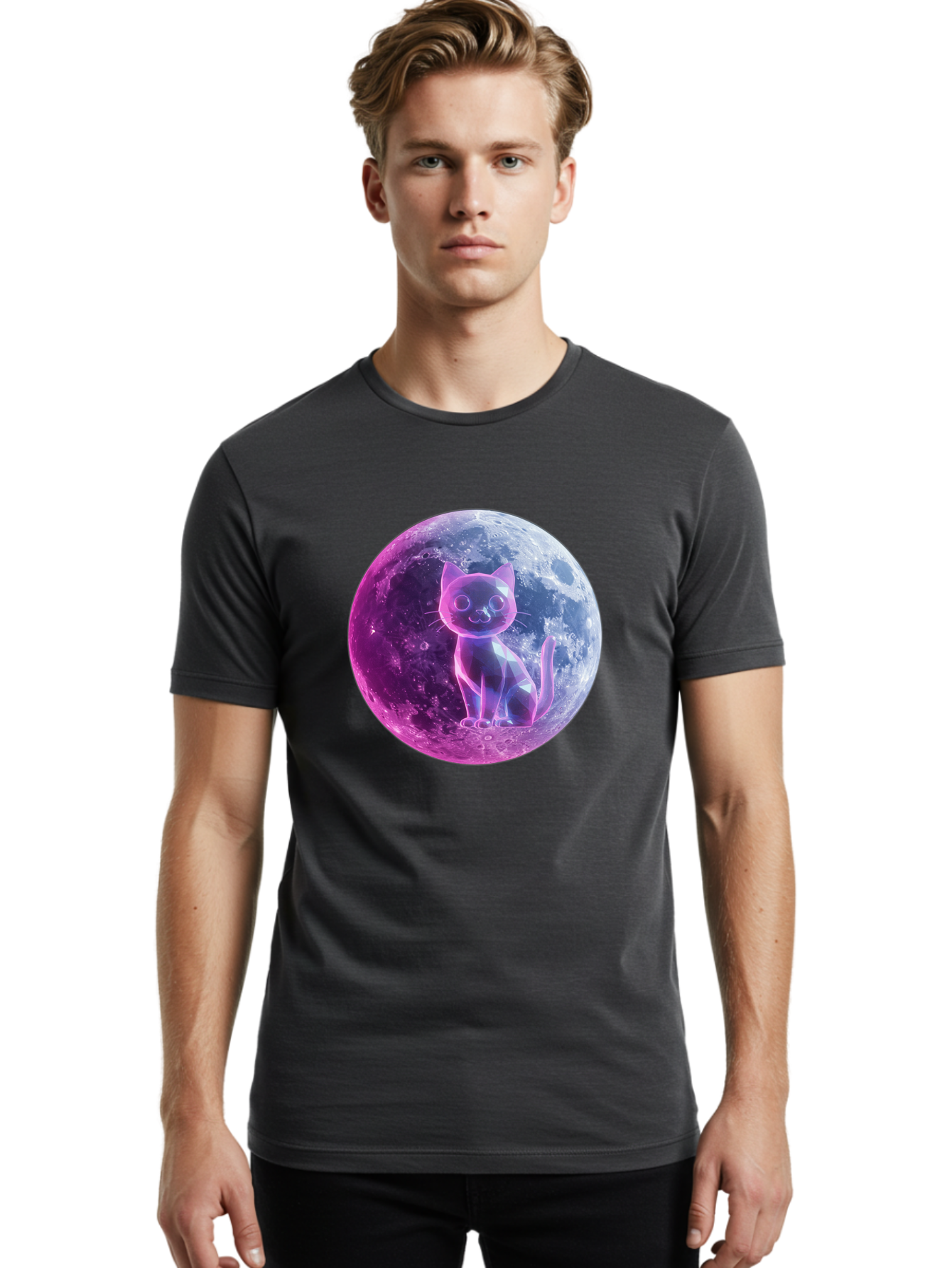 Cat-On-The-Moon-1 Men'S Graphic Tee, 100% Cotton, Comfortable Casual Summer Wear, Machine Washable, Vintage Camera, Old Camera, Antique Camera, Black Camera, Classic Photography, Photography Equipment, Nostalgic Device, Film Camera, Camera Art Bai638 25