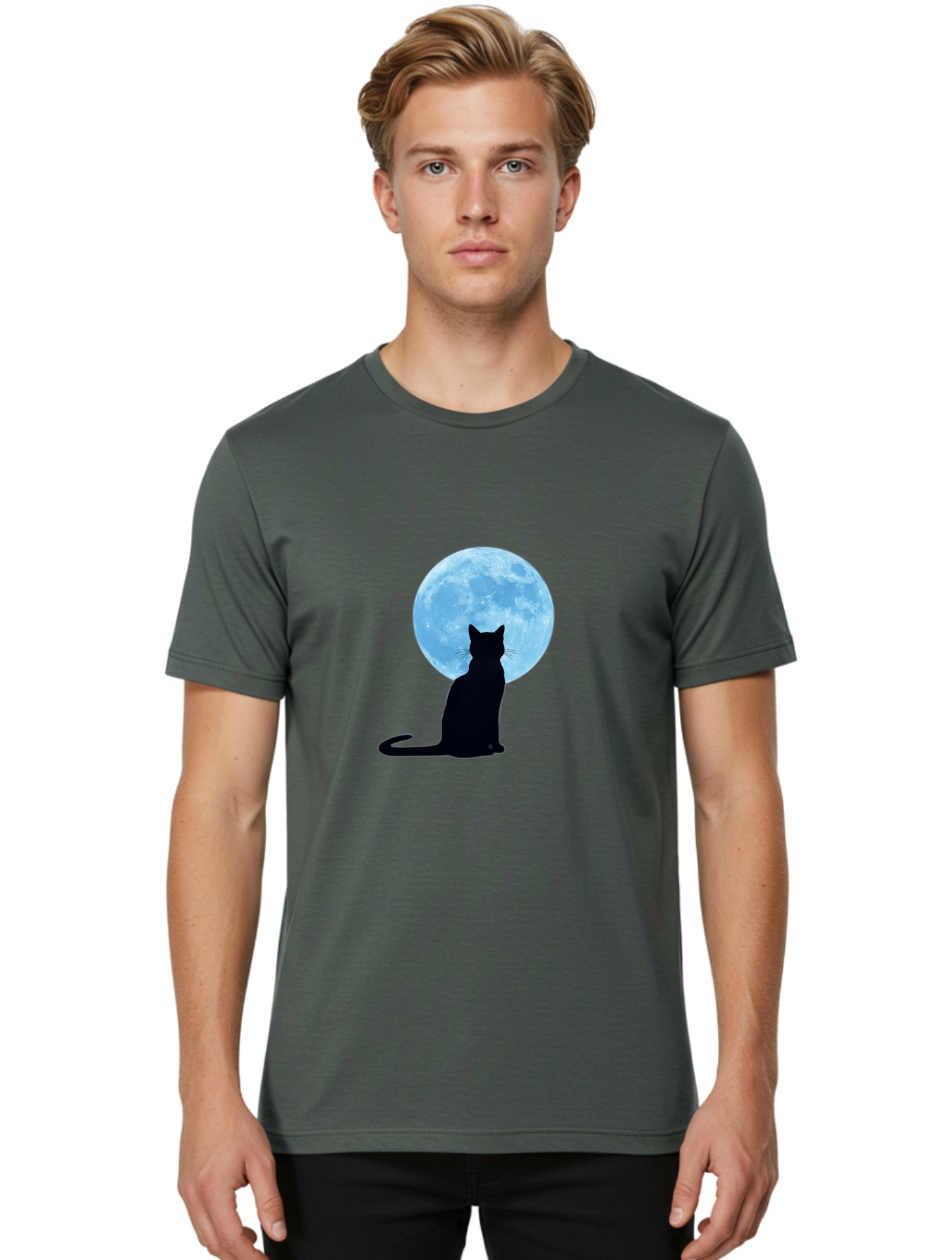 Cat-Silhouette-Full-Moon Men'S Graphic Tee, 100% Cotton, Comfortable Casual Summer Wear, Machine Washable, Vintage Camera, Old Camera, Antique Camera, Black Camera, Classic Photography, Photography Equipment, Nostalgic Device, Film Camera, Bai640 19