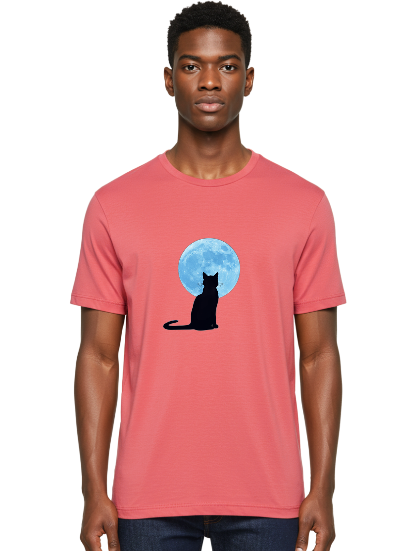 Cat-Silhouette-Full-Moon Men'S Graphic Tee, 100% Cotton, Comfortable Casual Summer Wear, Machine Washable, Vintage Camera, Old Camera, Antique Camera, Black Camera, Classic Photography, Photography Equipment, Nostalgic Device, Film Camera, Bai640 18