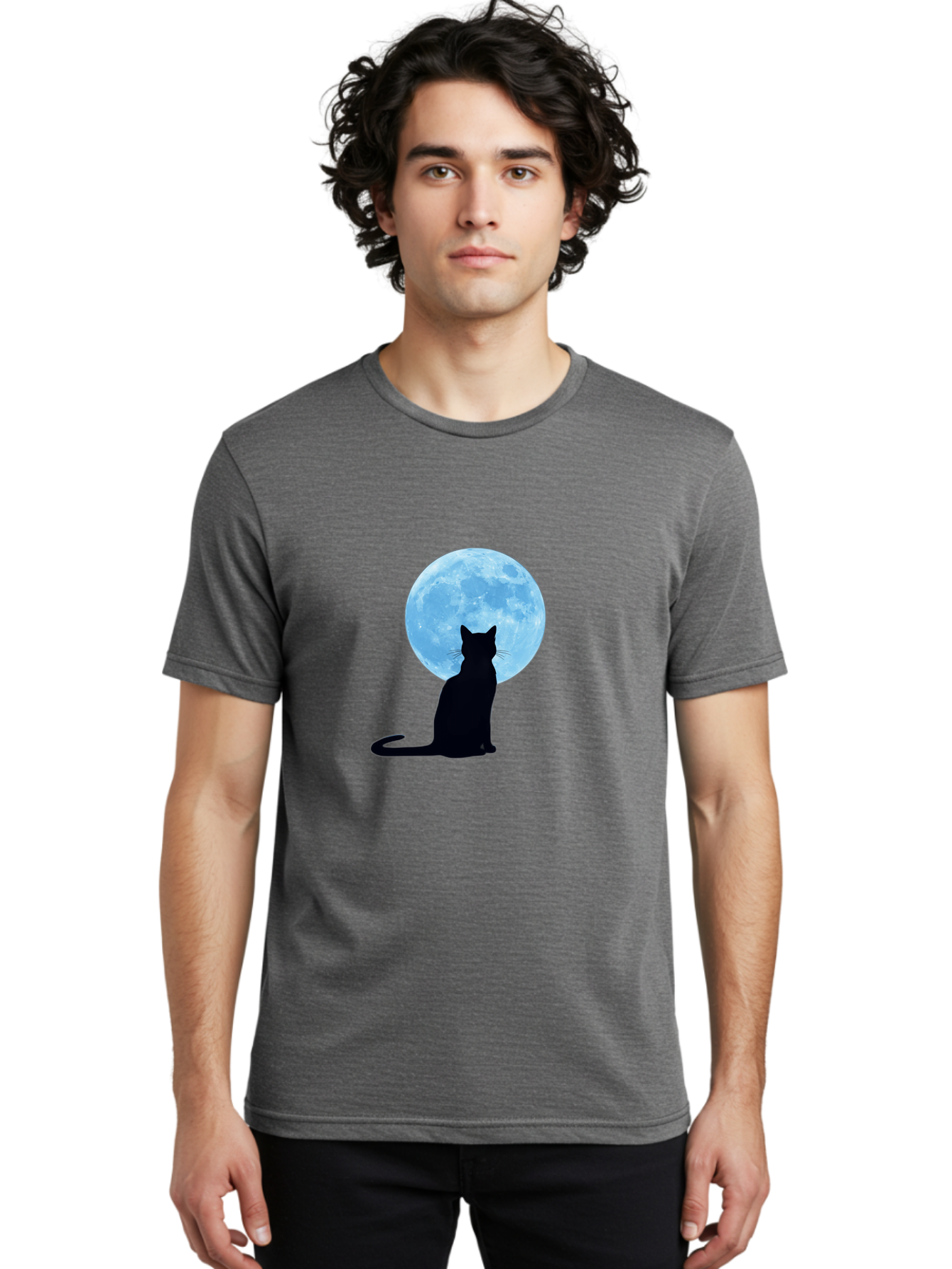 Cat-Silhouette-Full-Moon Men'S Graphic Tee, 100% Cotton, Comfortable Casual Summer Wear, Machine Washable, Vintage Camera, Old Camera, Antique Camera, Black Camera, Classic Photography, Photography Equipment, Nostalgic Device, Film Camera, Bai640 16
