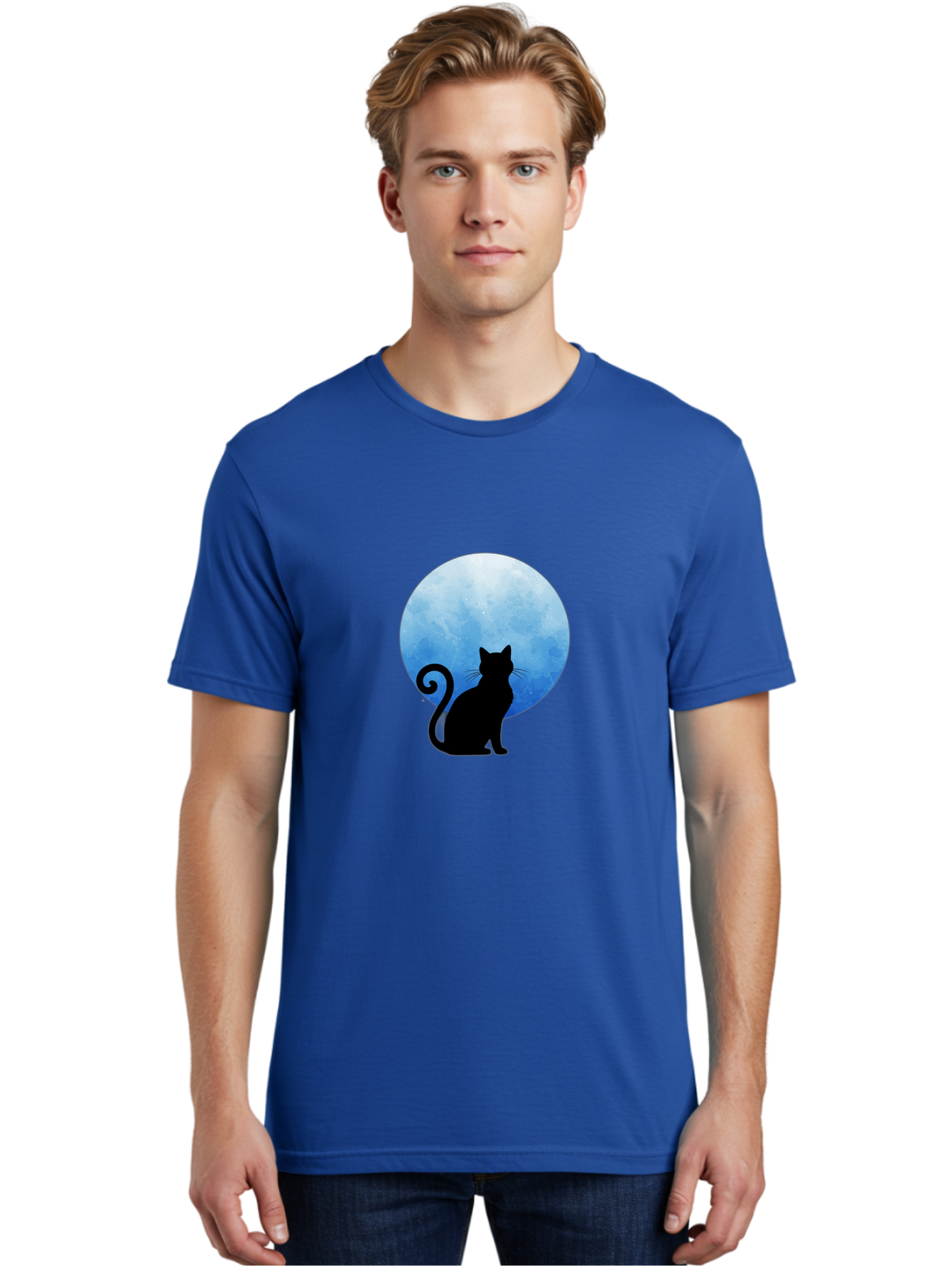 Cat-Silhouette-Moon-1 Men'S Graphic Tee, 100% Cotton, Comfortable Casual Summer Wear, Machine Washable, Vintage Camera, Old Camera, Antique Camera, Black Camera, Classic Photography, Photography Equipment, Nostalgic Device, Film Camera, Bai641 21
