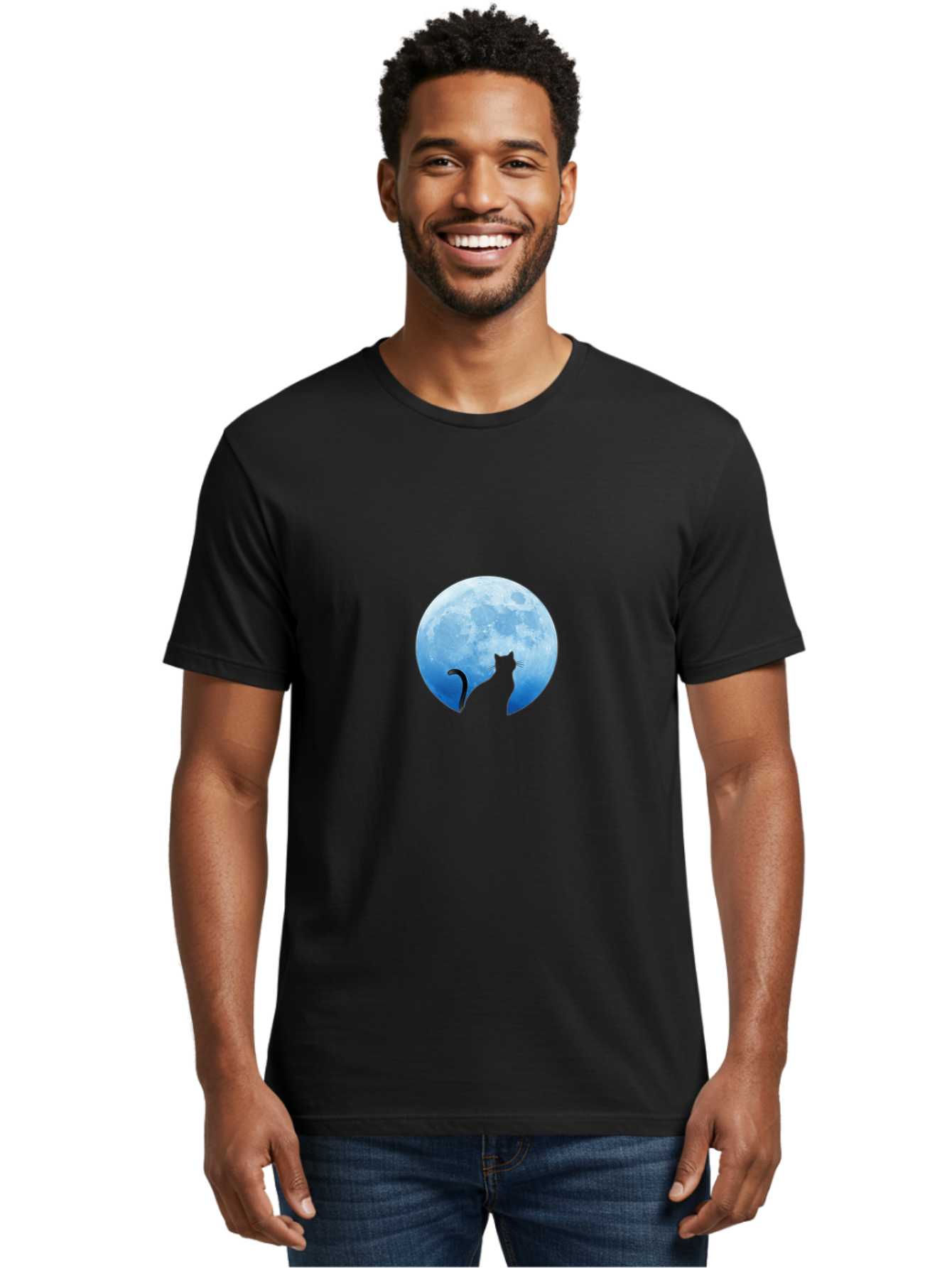 Cat-Silhouette-Moon Men'S Graphic Tee, 100% Cotton, Comfortable Casual Summer Wear, Machine Washable, Vintage Camera, Old Camera, Antique Camera, Black Camera, Classic Photography, Photography Equipment, Nostalgic Device, Film Camera, Bai643 24