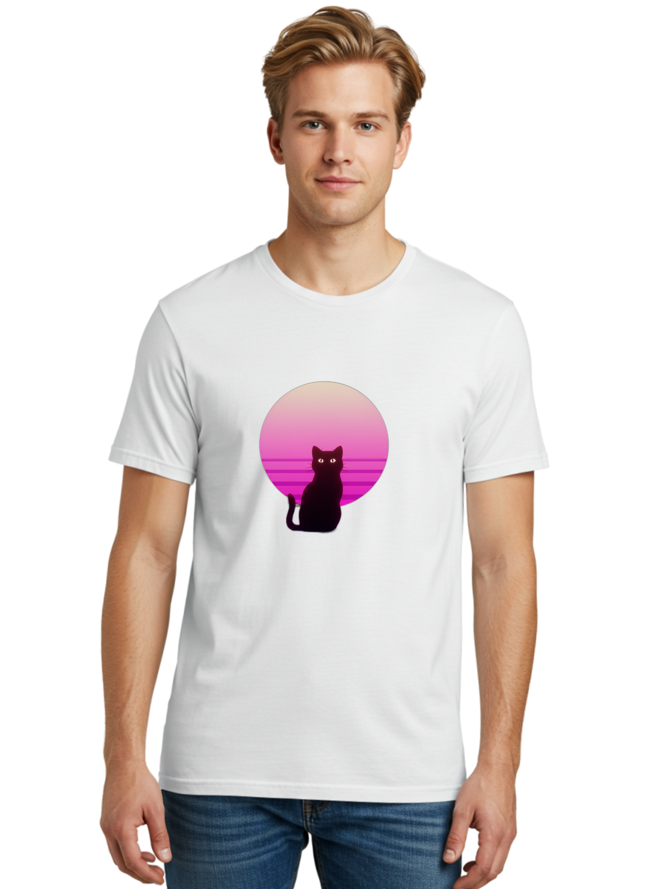 Cat-Silhouette Men'S Graphic Tee, 100% Cotton, Comfortable Casual Summer Wear, Machine Washable, Vintage Camera, Old Camera, Antique Camera, Black Camera, Classic Photography, Photography Equipment, Nostalgic Device, Film Camera, Camera Art Bai645 24